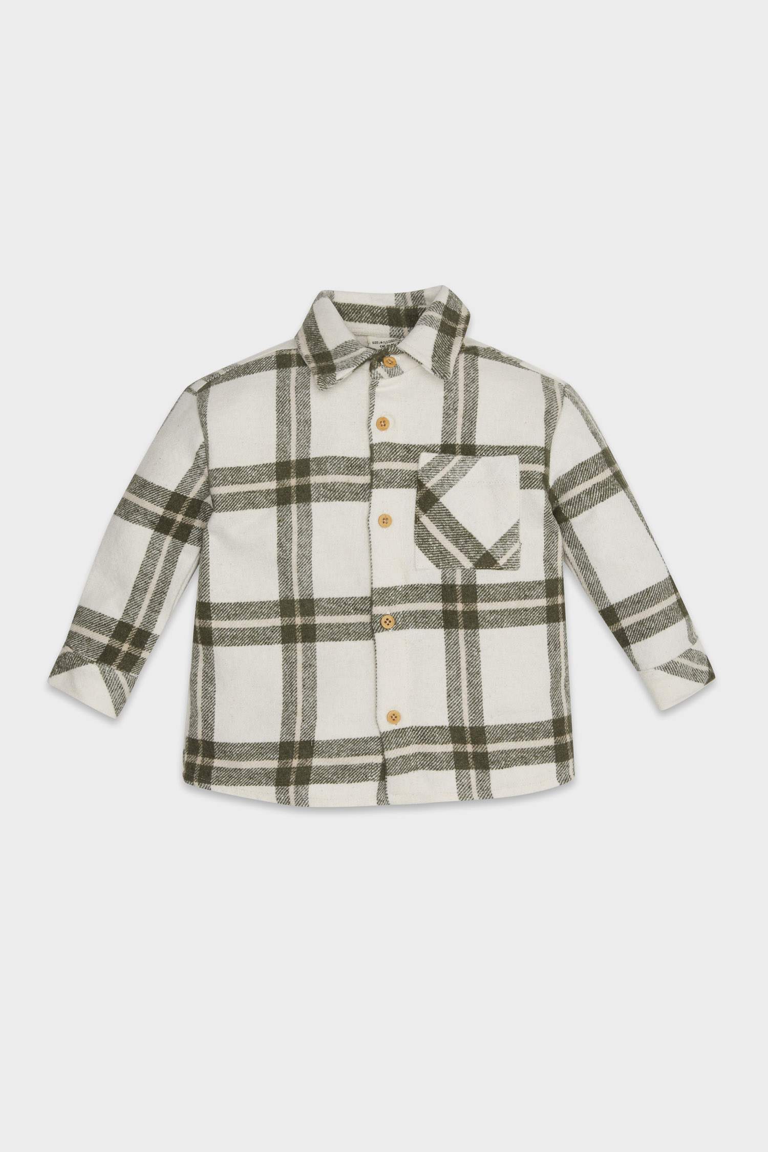 Erkek Bebek Flanel Uzun Kollu Cepli Kareli Gömlek