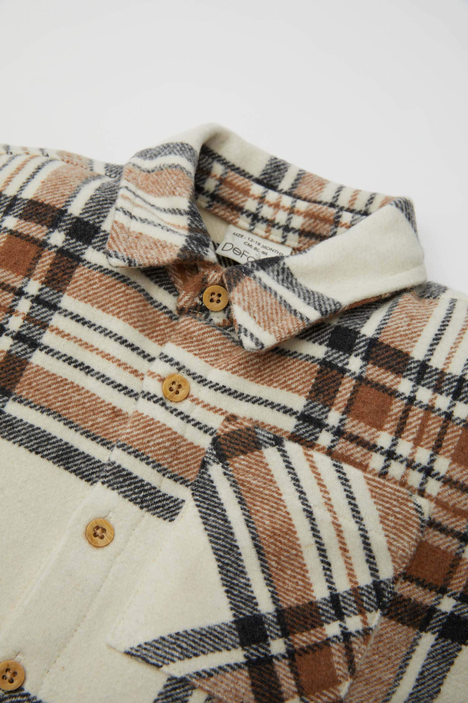 Erkek Bebek Flanel Uzun Kollu Cepli Kareli Gömlek