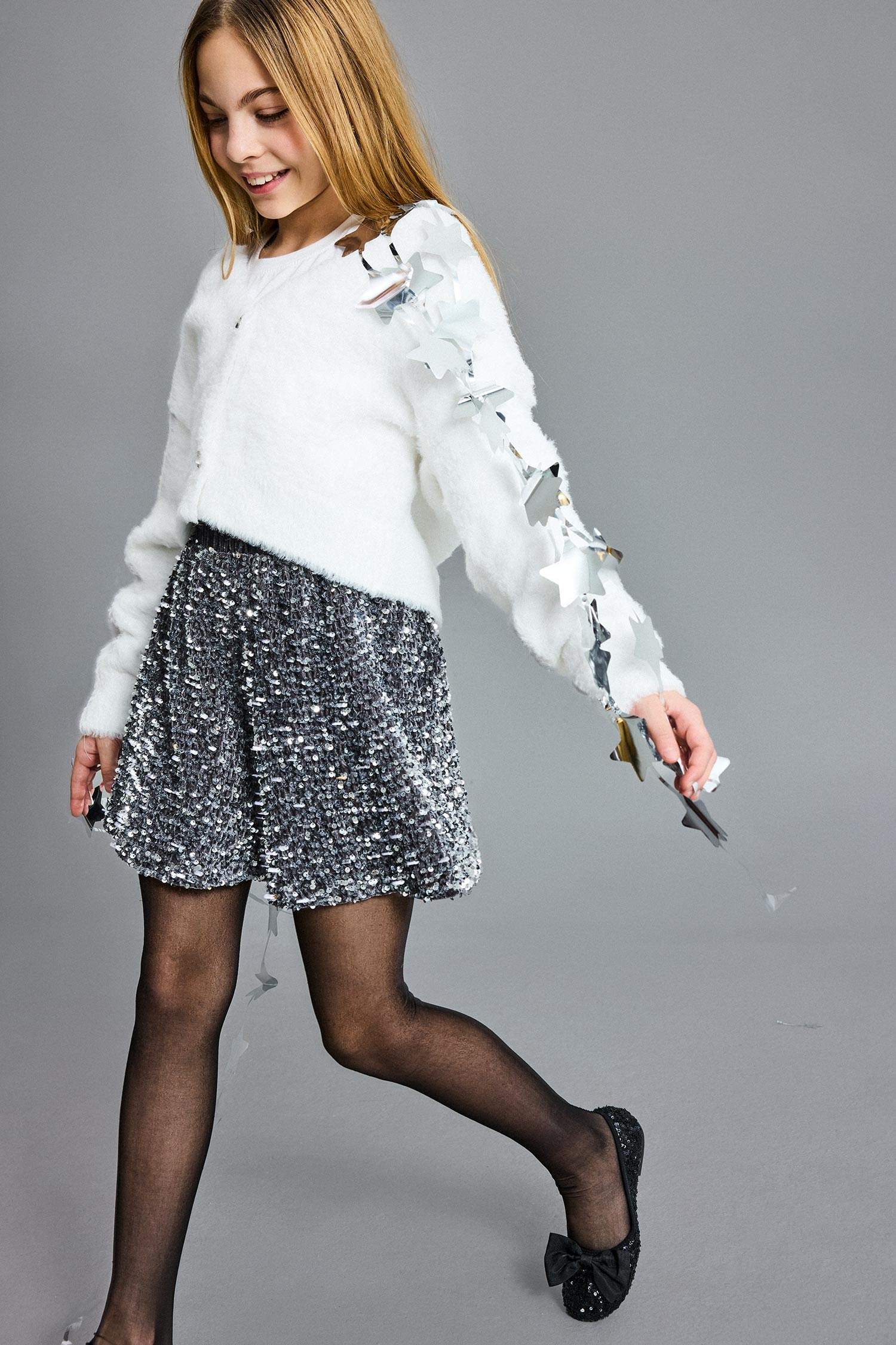 Girl A Cut Sequin Skirt