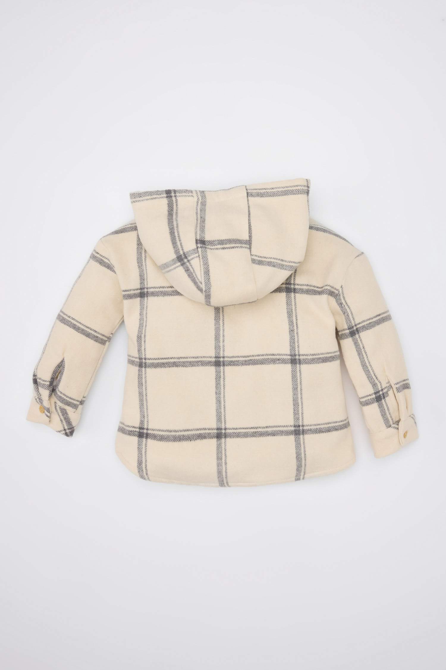 قميص ياقة فلانيل قصة عادية بغطاء للرأس