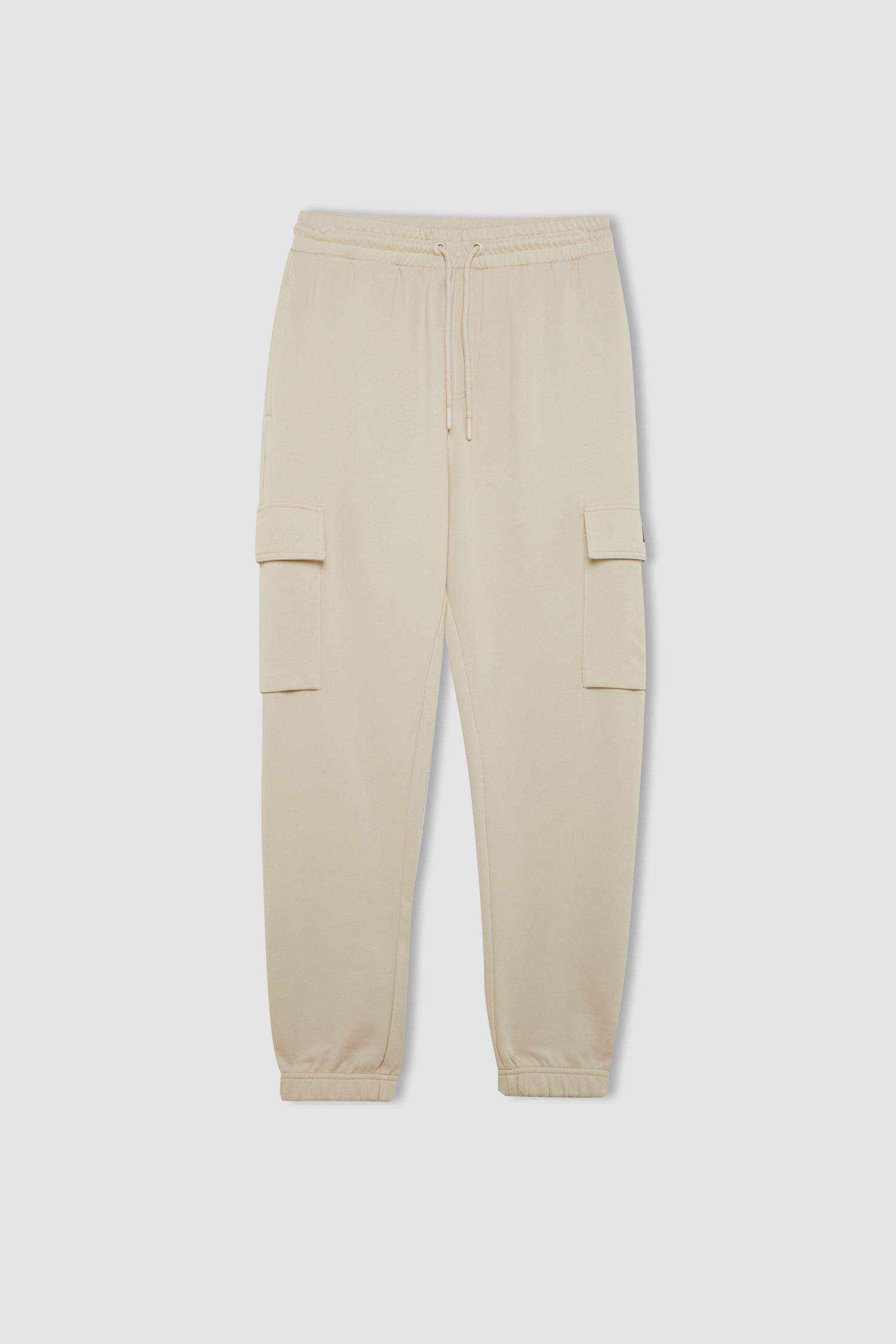 Regular Fit Jogger Eşofman Altı Basic Düz Kargo Cepli Lastikli Paça