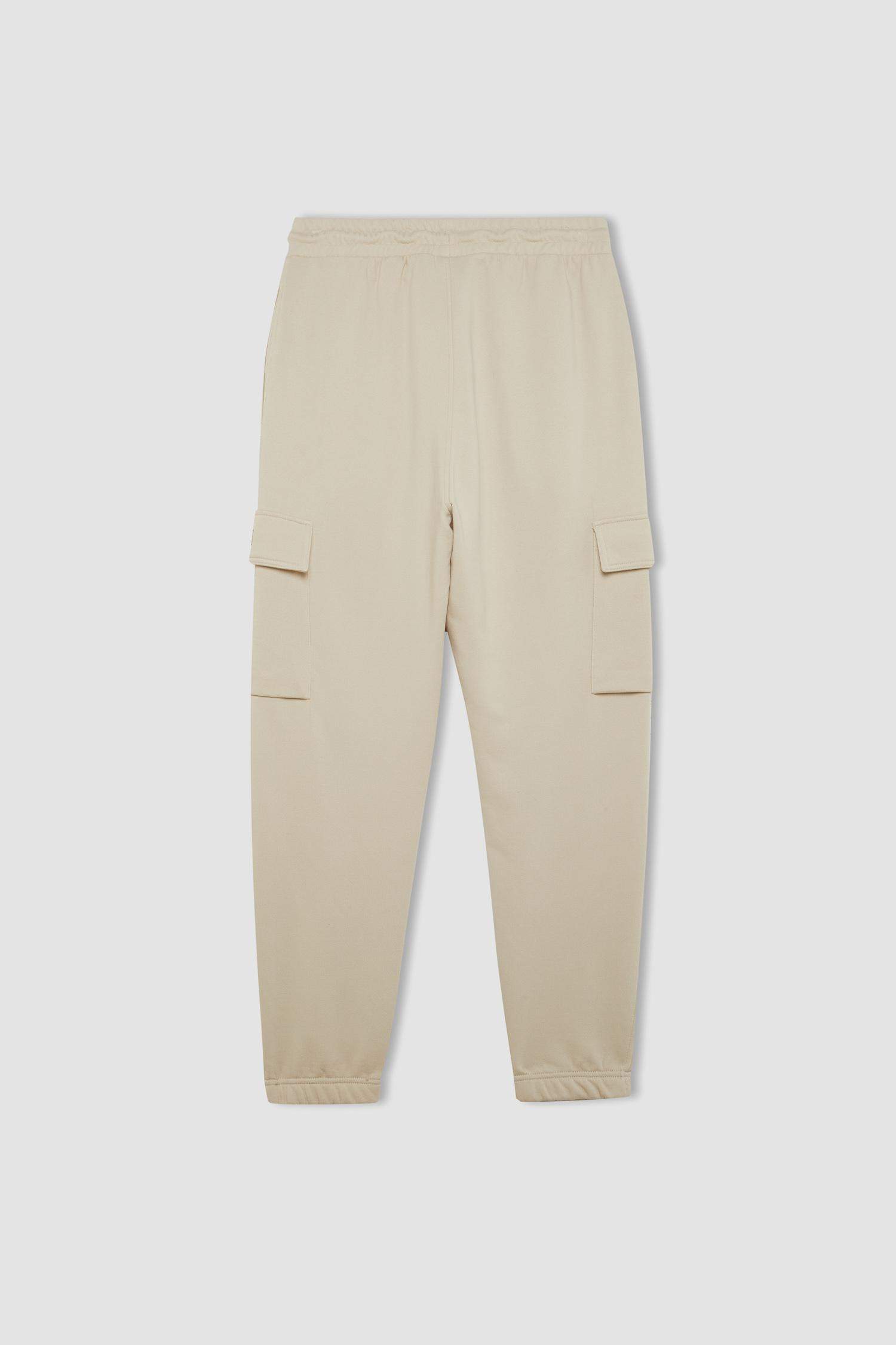 Regular Fit Jogger Eşofman Altı Basic Düz Kargo Cepli Lastikli Paça