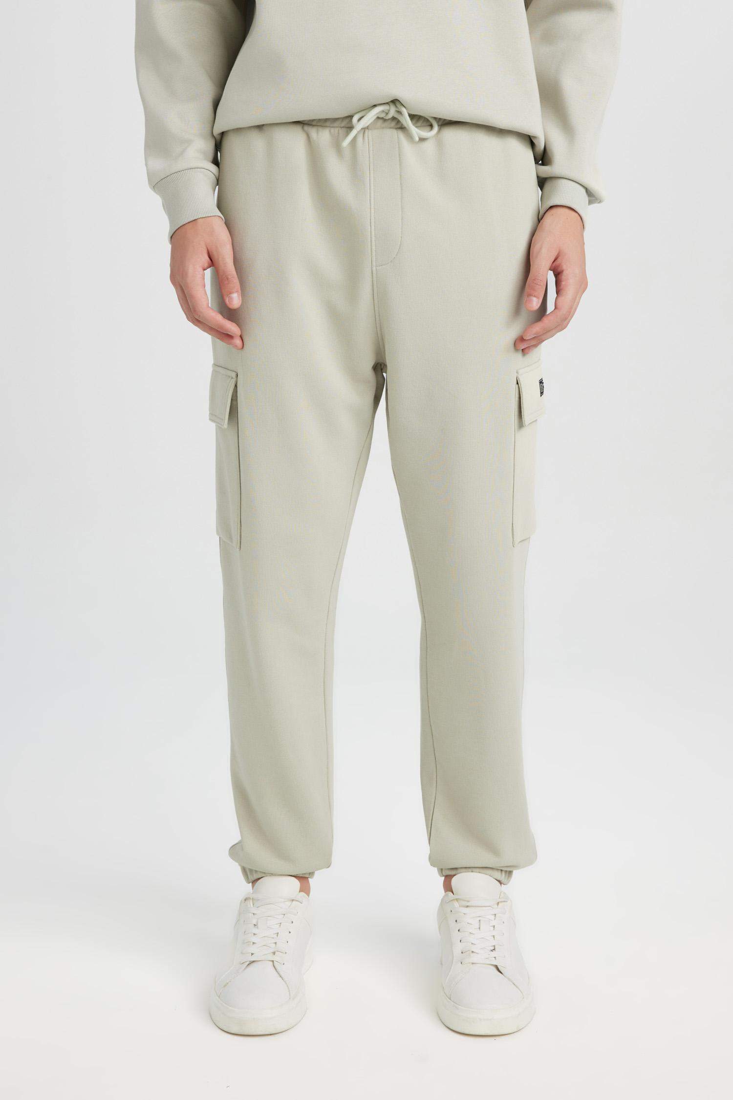 Regular Fit Jogger Eşofman Altı Basic Düz Kargo Cepli Lastikli Paça