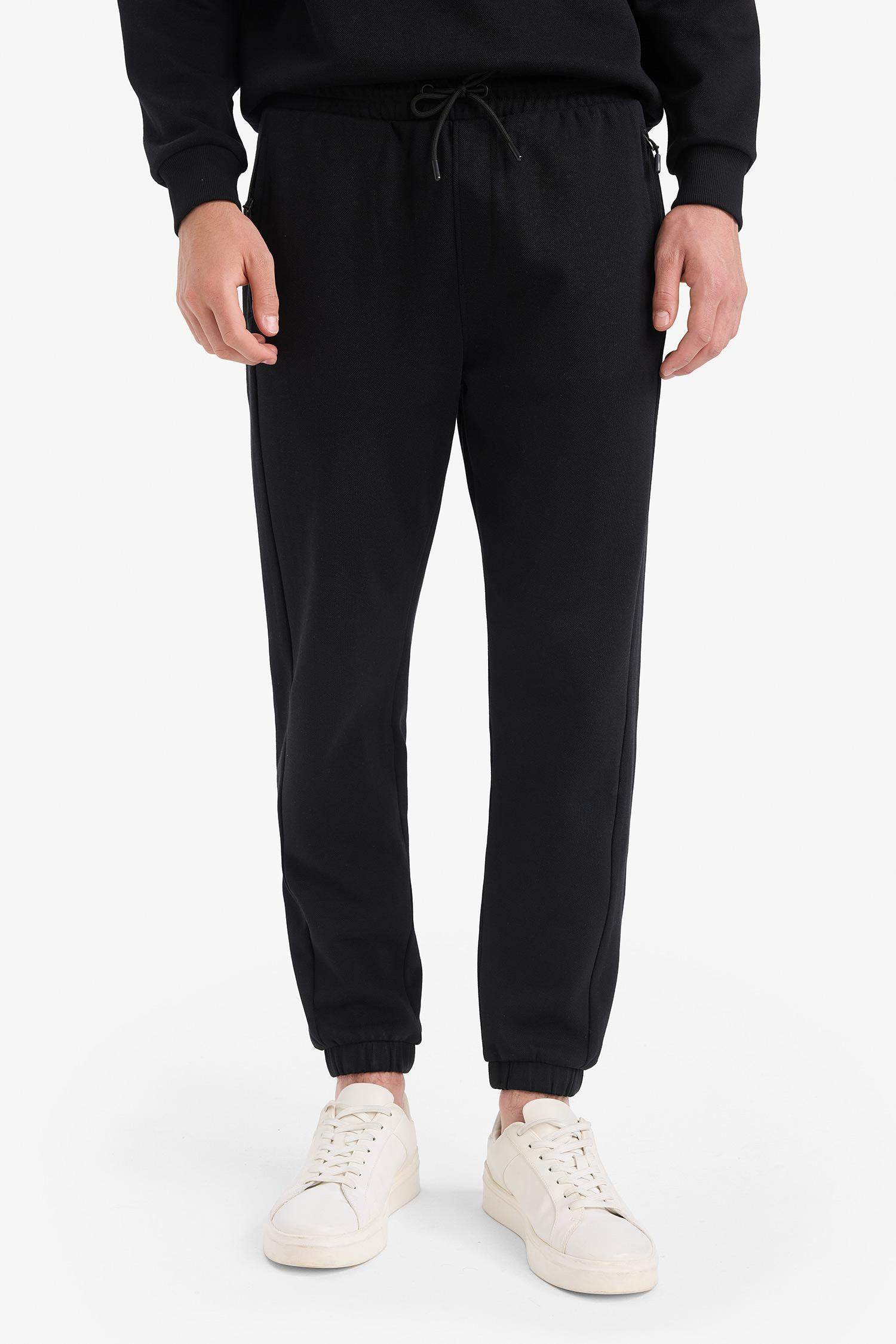 Slim Fit Dar Kesim Fermuar Cepli Pike Eşofman Altı