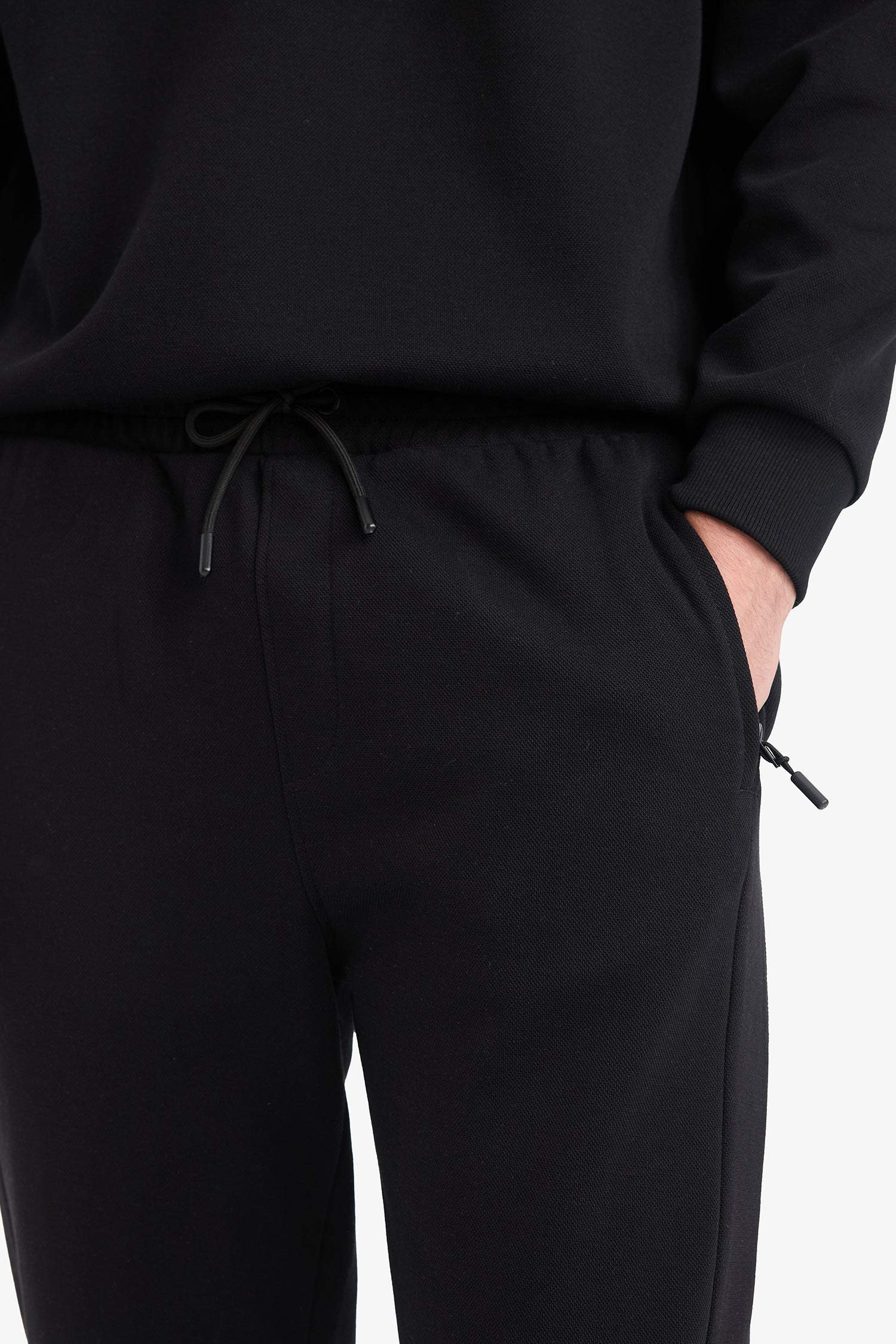 Slim Fit Dar Kesim Fermuar Cepli Pike Eşofman Altı