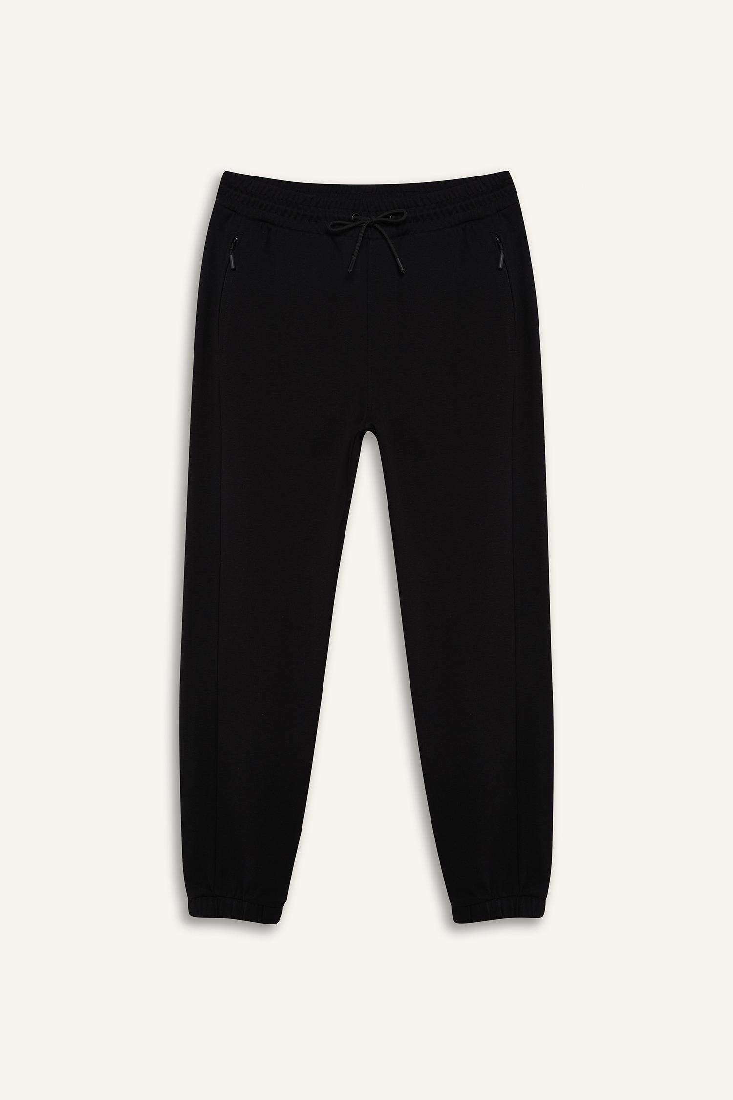 Slim Fit Dar Kesim Fermuar Cepli Pike Eşofman Altı