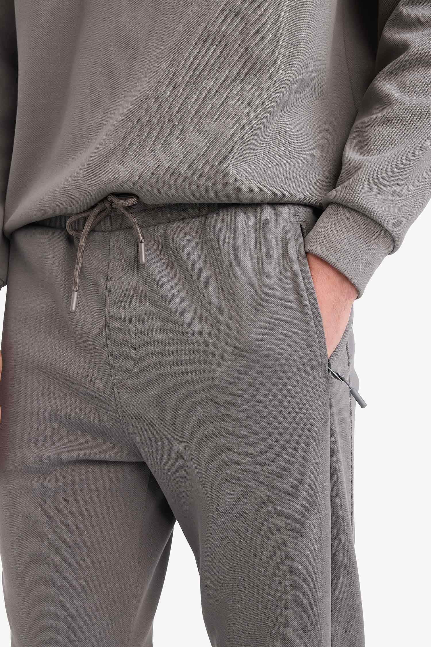 Slim Fit Dar Kesim Fermuar Cepli Pike Eşofman Altı