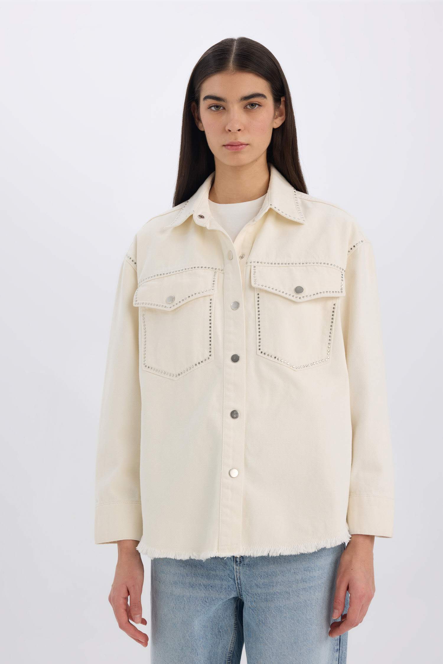 Oversize Fit Gabardine Long Sleeve Jacket Shirt
