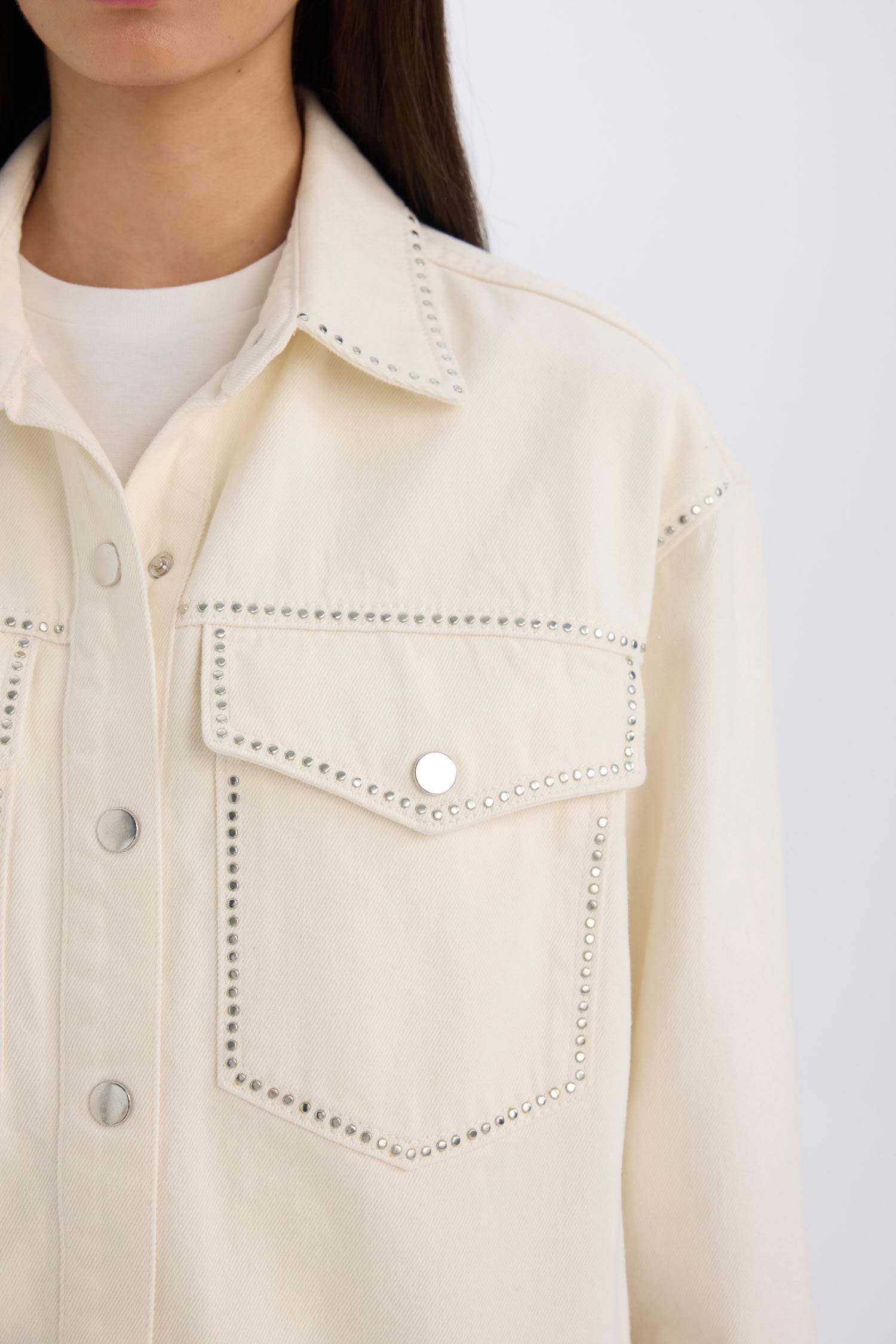 Oversize Fit Gabardine Long Sleeve Jacket Shirt