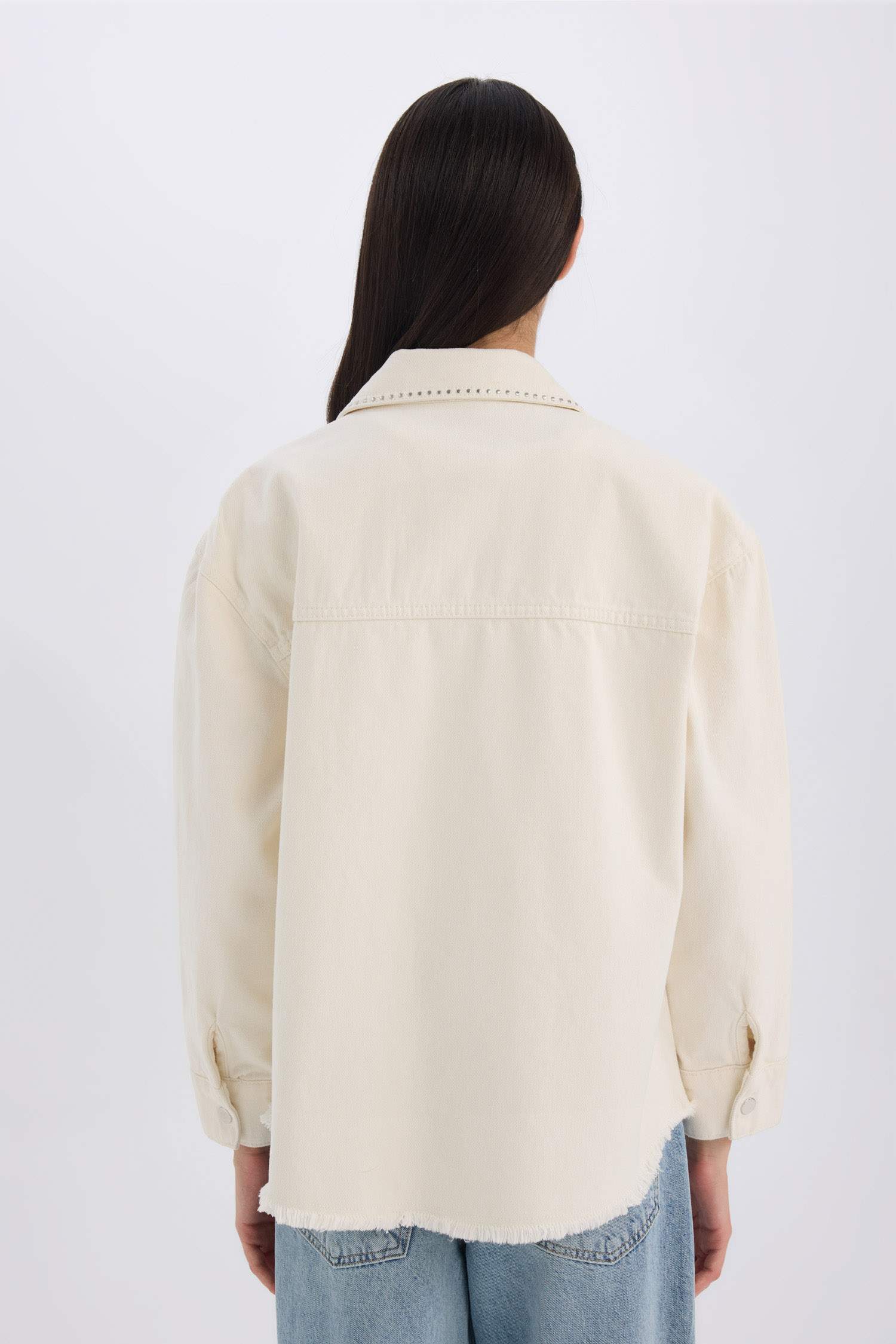 Oversize Fit Gabardine Long Sleeve Jacket Shirt