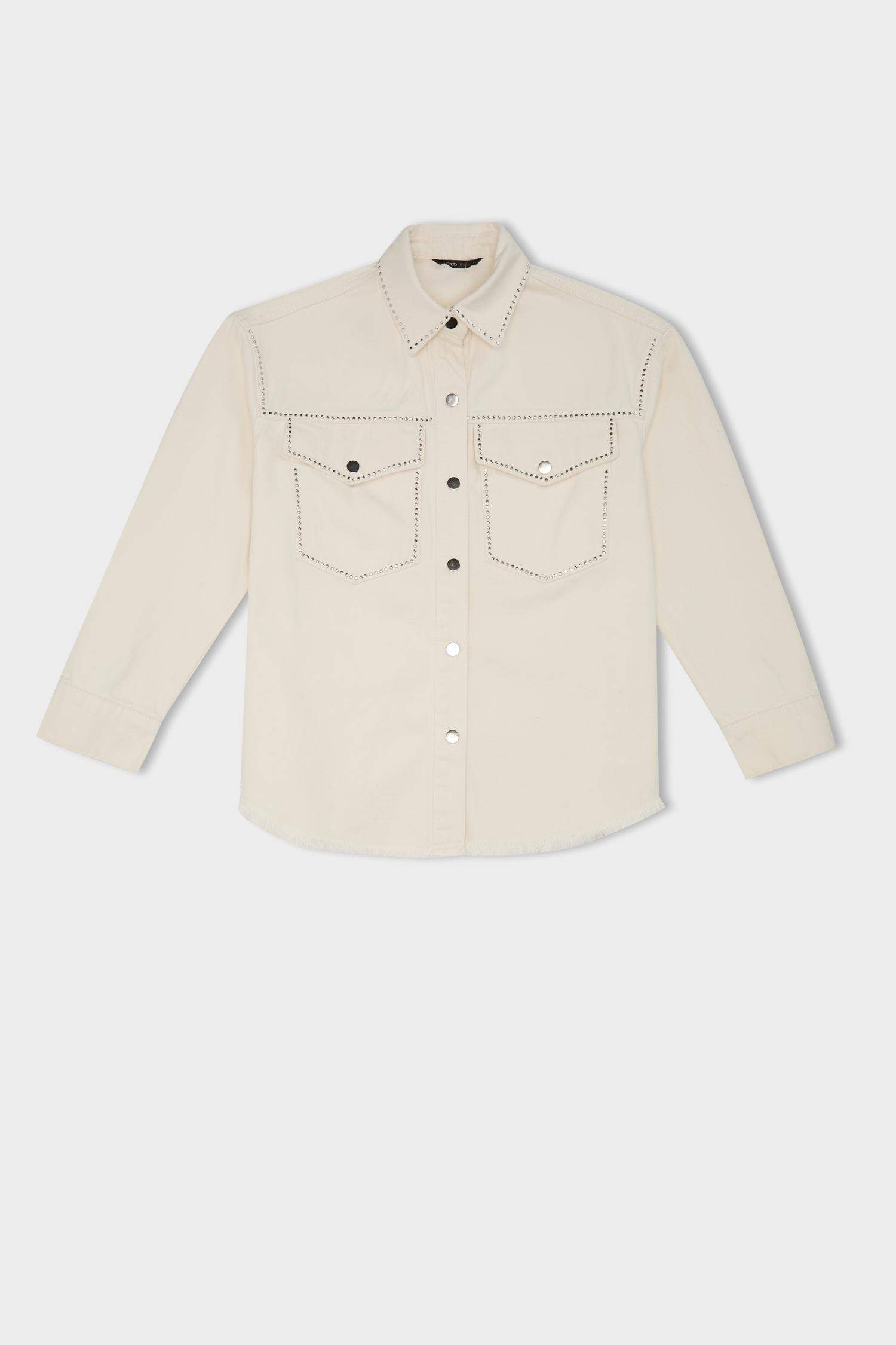 Oversize Fit Gabardine Long Sleeve Jacket Shirt