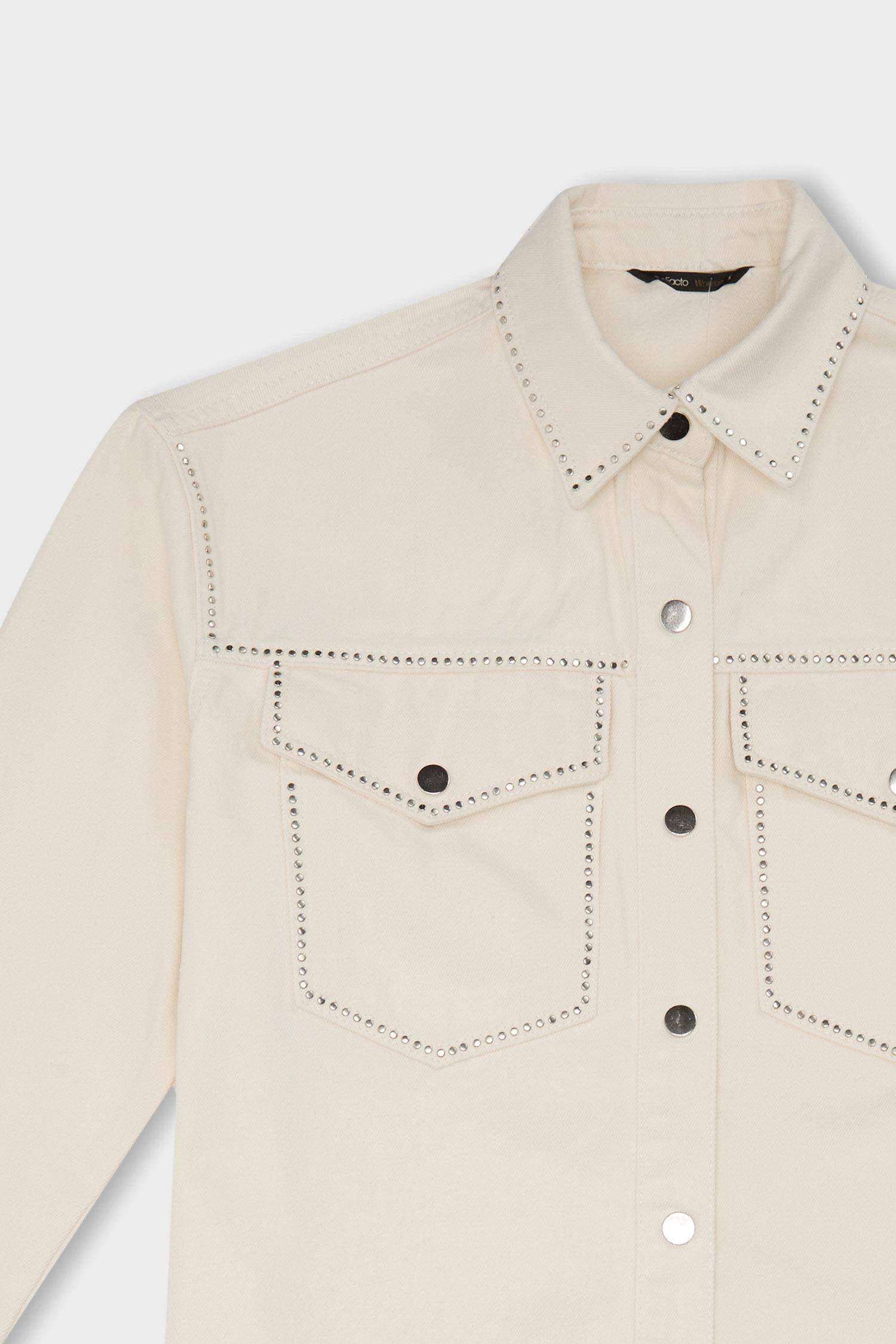 Oversize Fit Gabardine Long Sleeve Jacket Shirt