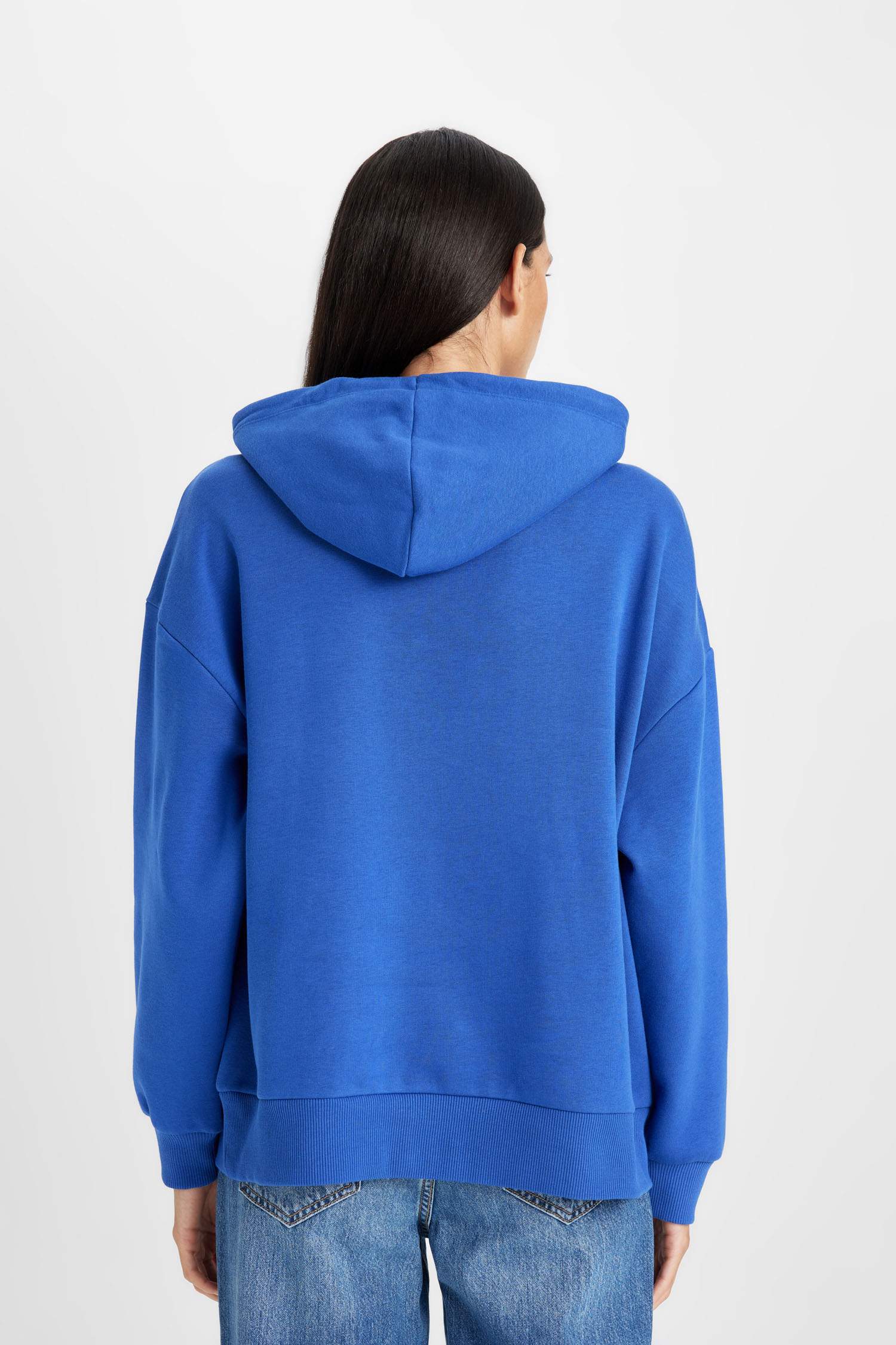 Oversize Fit Hooded Printed Thick Sweatshirt