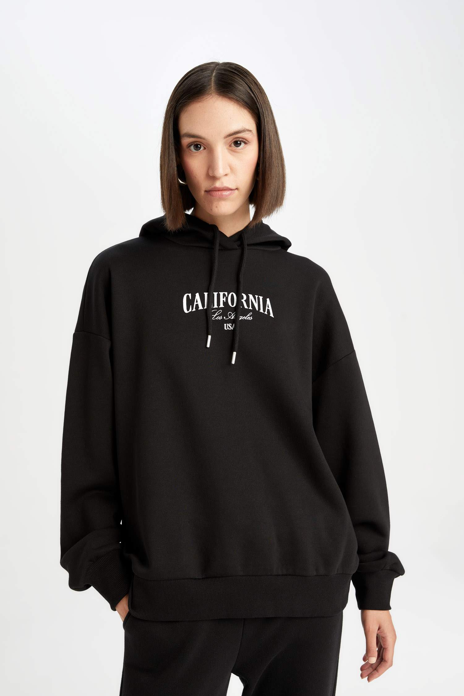 Oversize Fit Wide Fit Hooded Thick Fabric Casual Sweatshirt