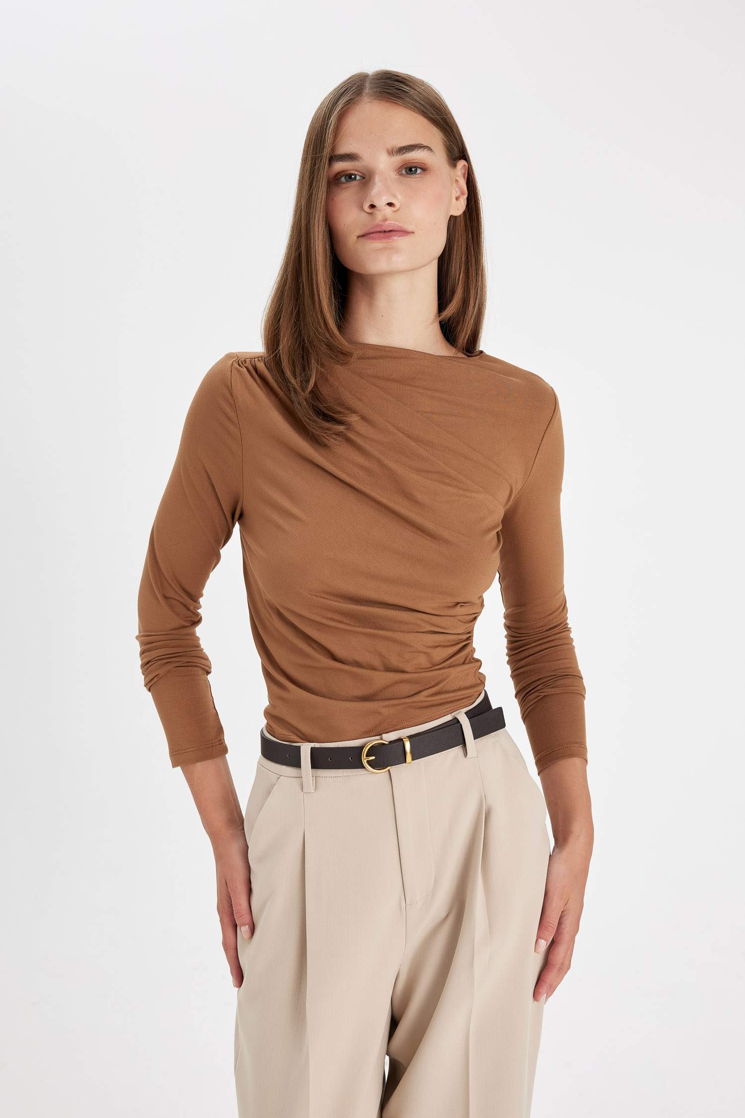 Slim Fit Boat Neck Casual Long Sleeve T-Shirt