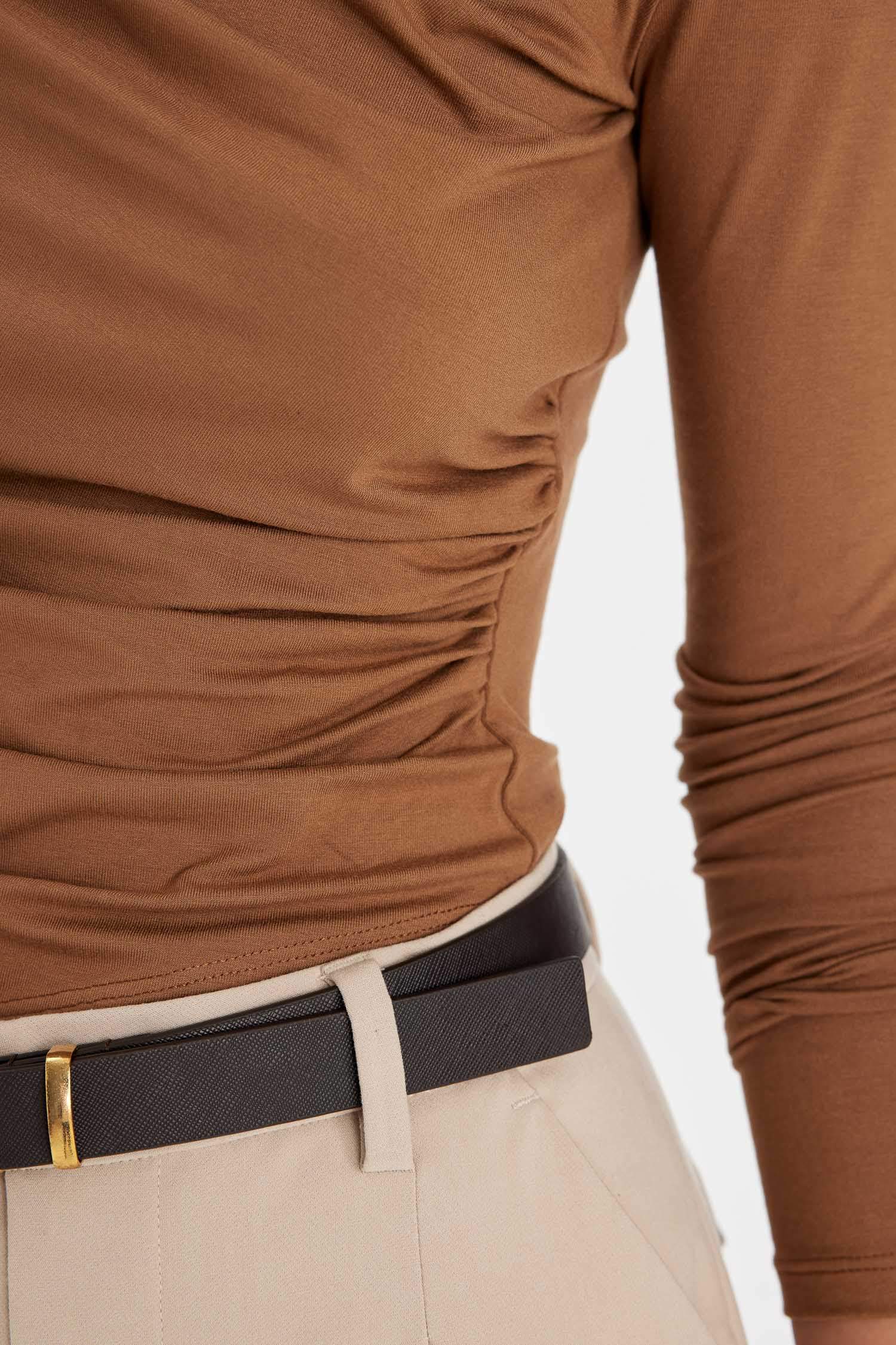 Slim Fit Boat Neck Casual Long Sleeve T-Shirt