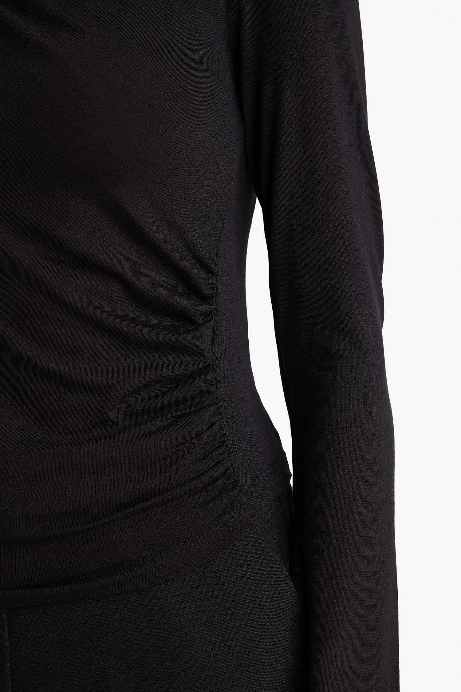 Slim Fit Boat Neck Long Sleeve Blouse