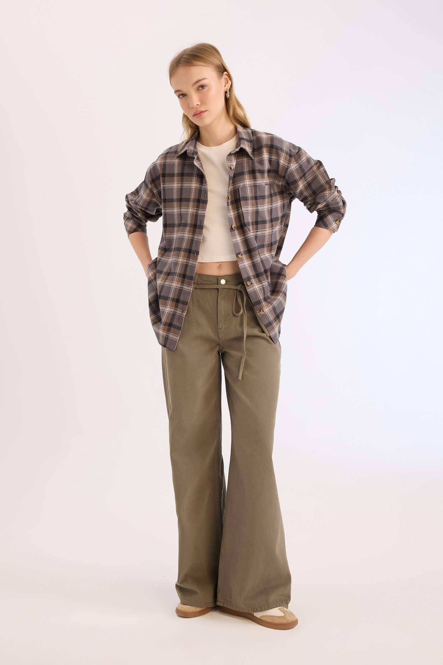 Coool Oversize Geniş Kalıp Kareli Flanel Uzun Kollu Oduncu Ceket Gömlek