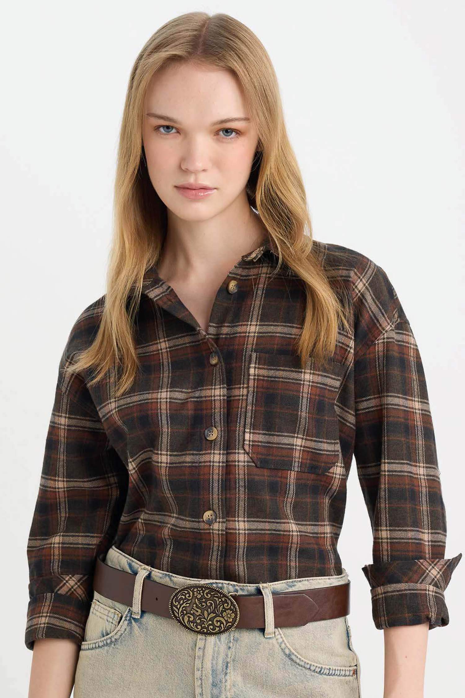 Oversize Fit Plaid Flannel Lumberjack Jacket Shirt