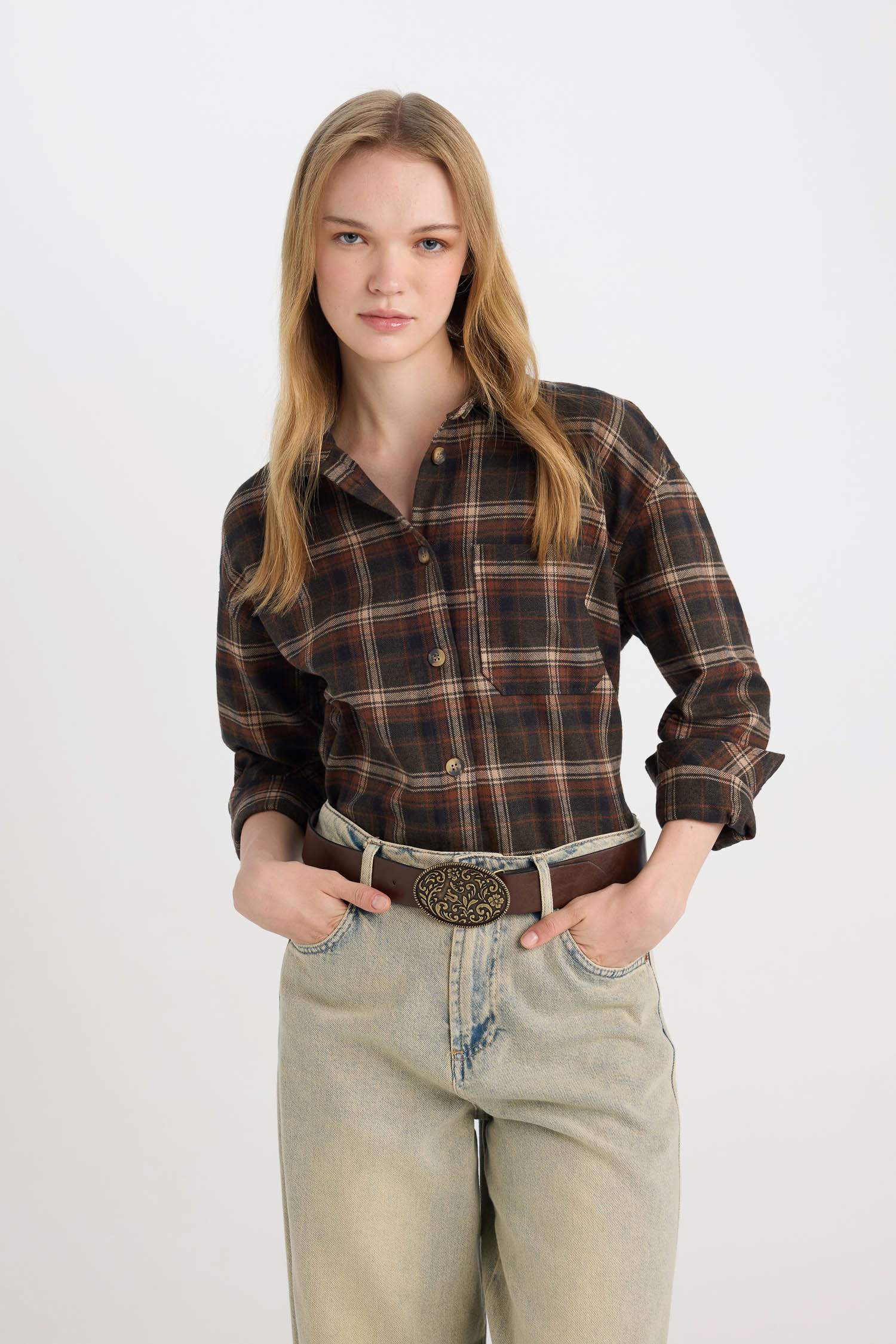 Oversize Fit Plaid Flannel Lumberjack Jacket Shirt