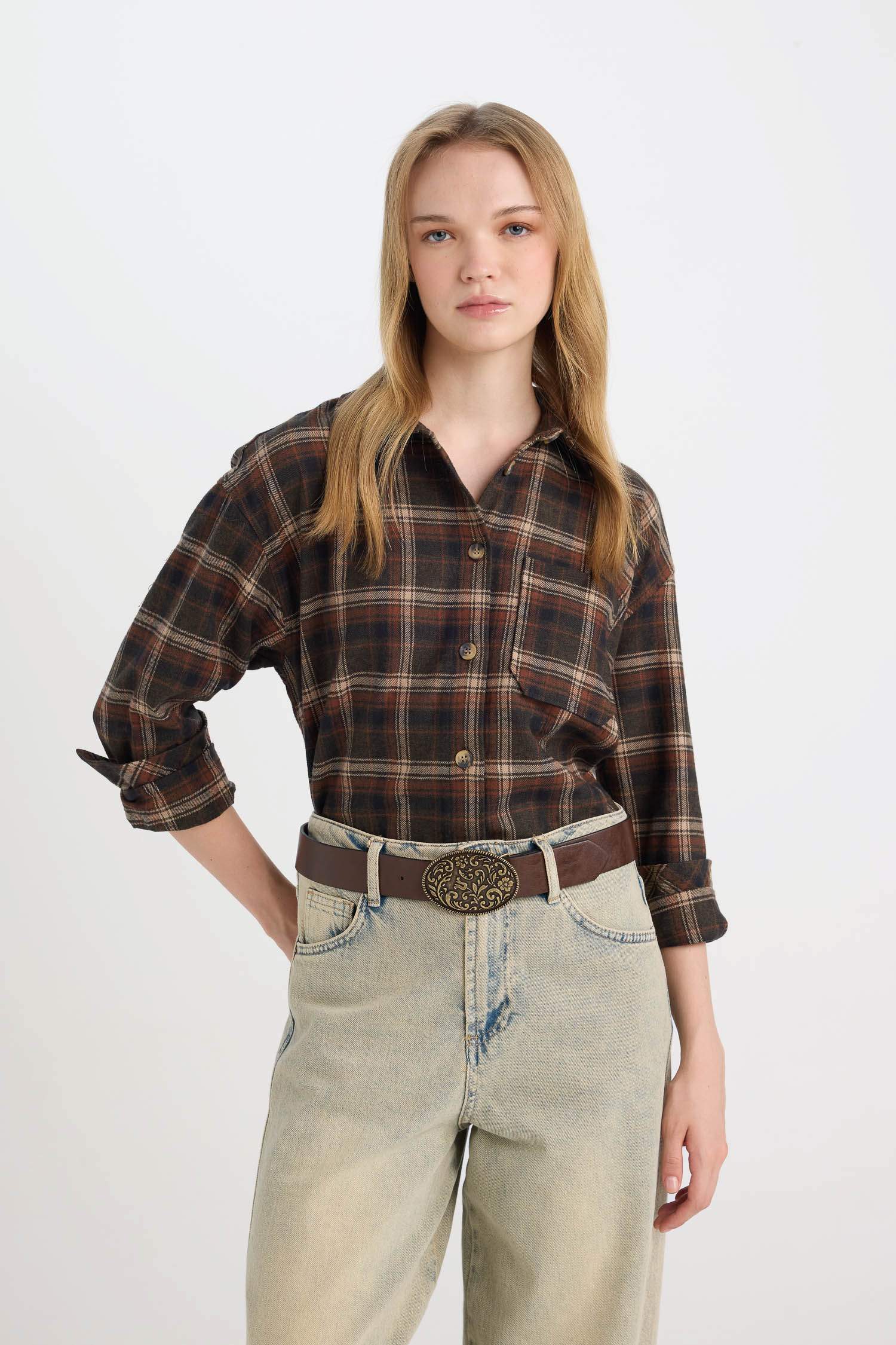 Oversize Fit Plaid Flannel Lumberjack Jacket Shirt