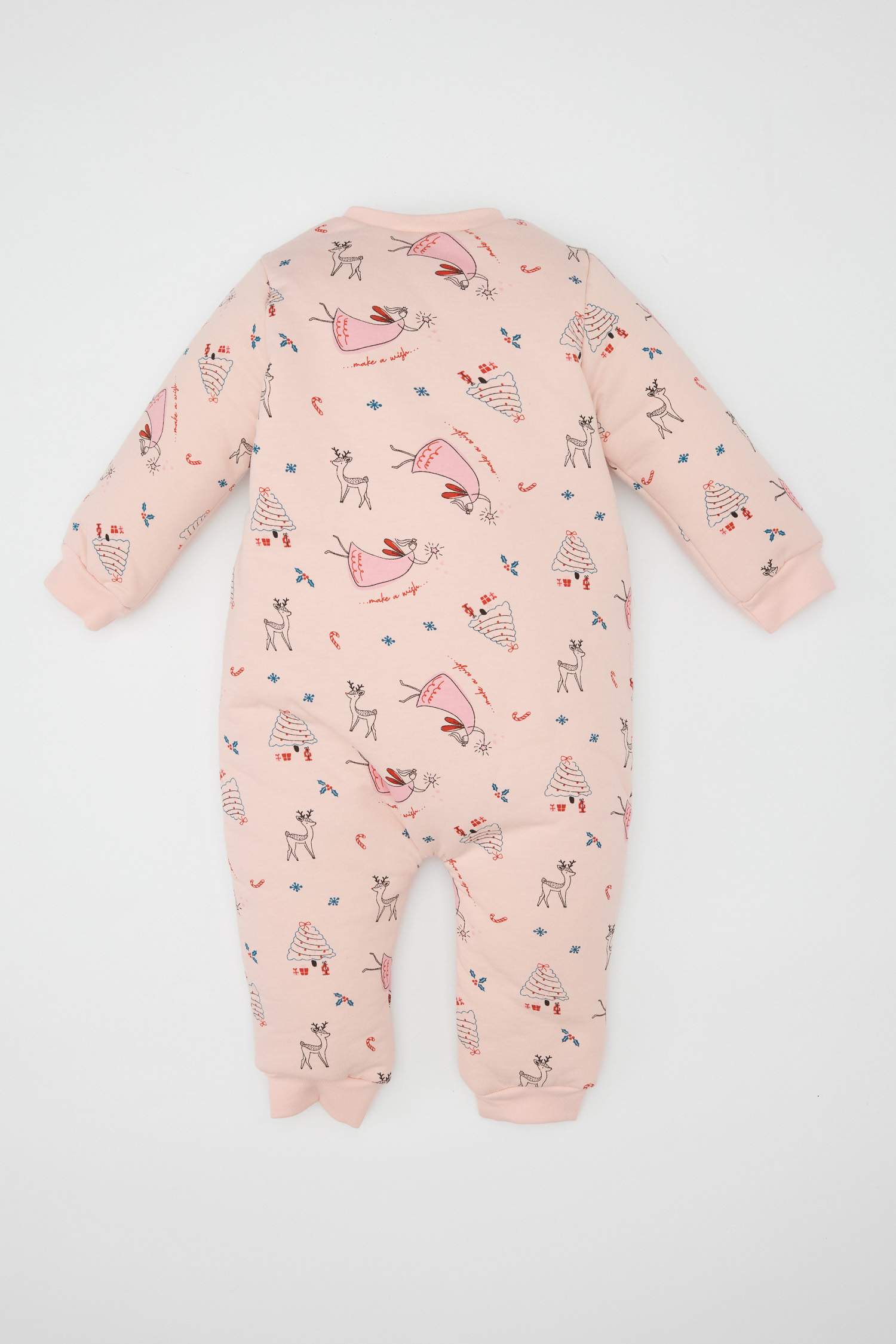 Kız Bebek Yenidoğan Fermuarlı 2,5 Tog Elyaf Yılbaşı Temalı Uzun Kollu Penye Uyku Tulumu