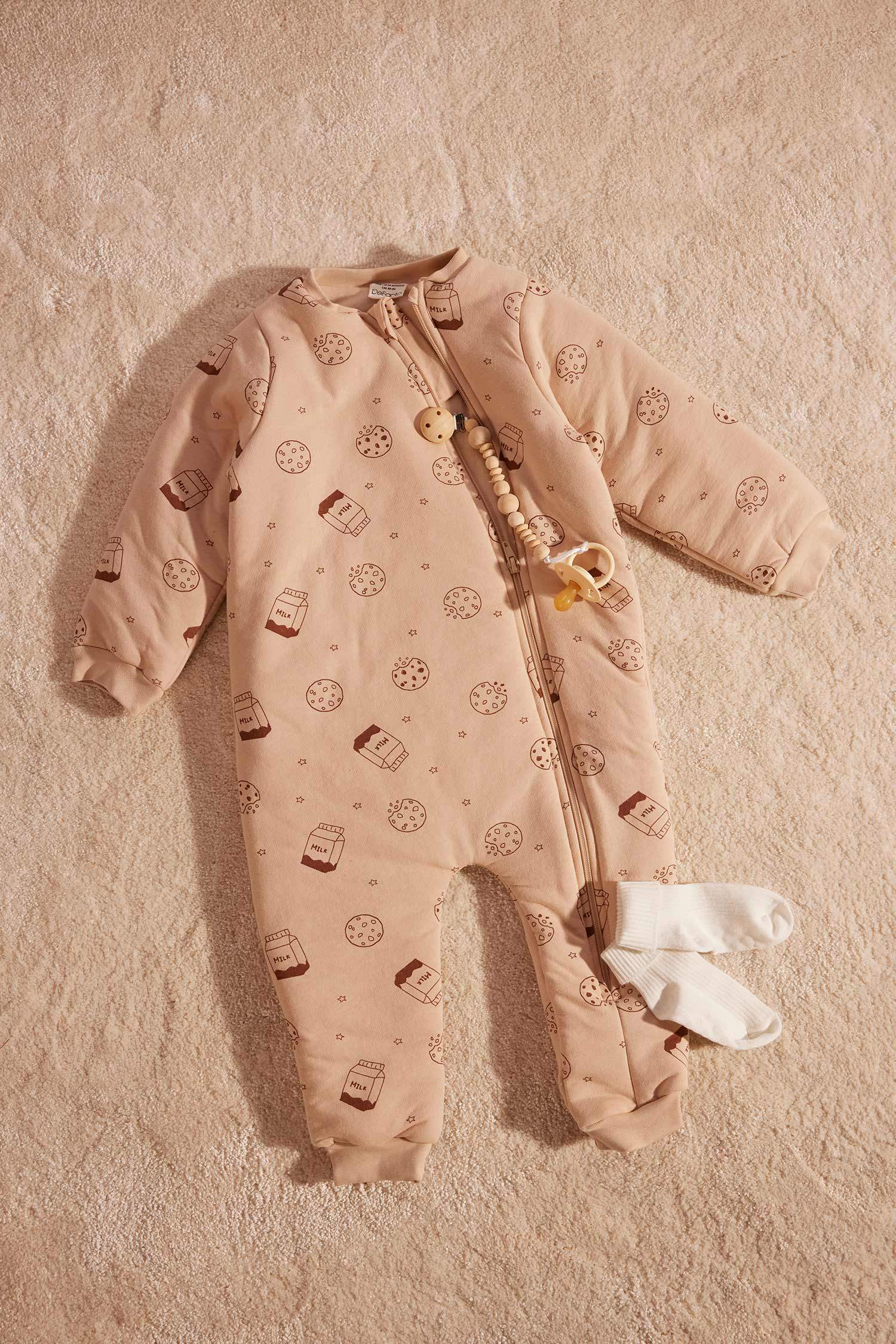 Baby Boy Newborn 2,5 Tog Zippered Patterned Cotton Sleeping Jumpsuit