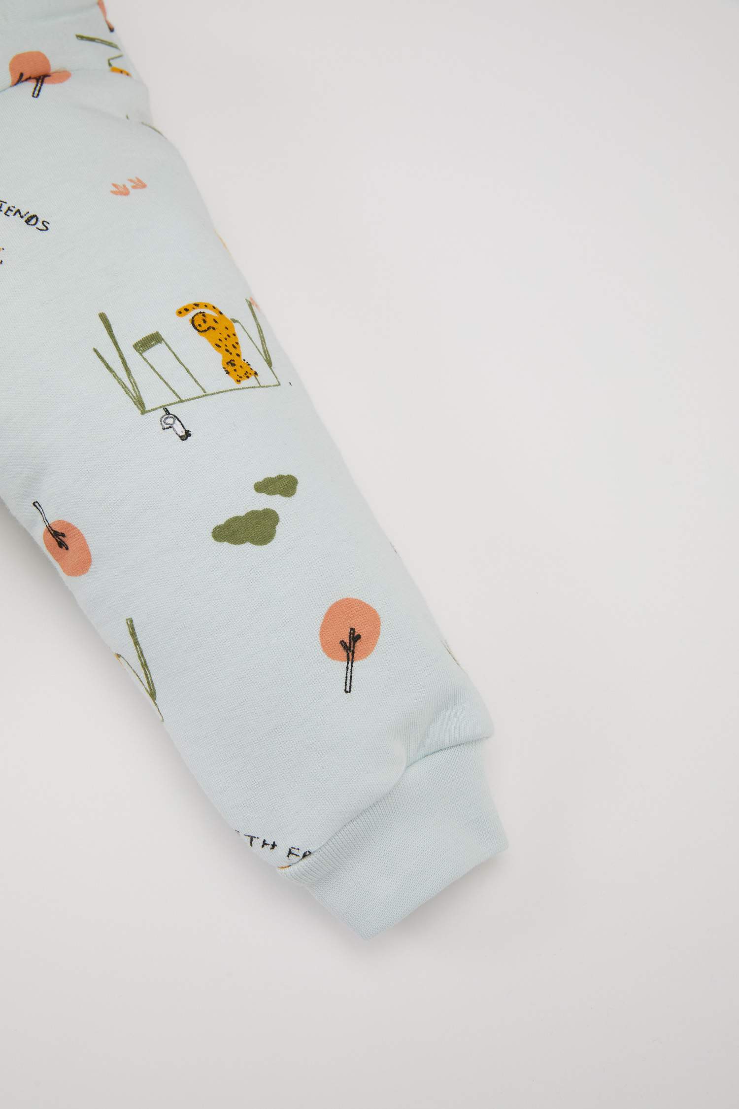 Erkek Bebek Yenidoğan Dinozor Baskılı Fermuarlı 2,5 Tog Elyaf Penye Uzun Kollu Tulum