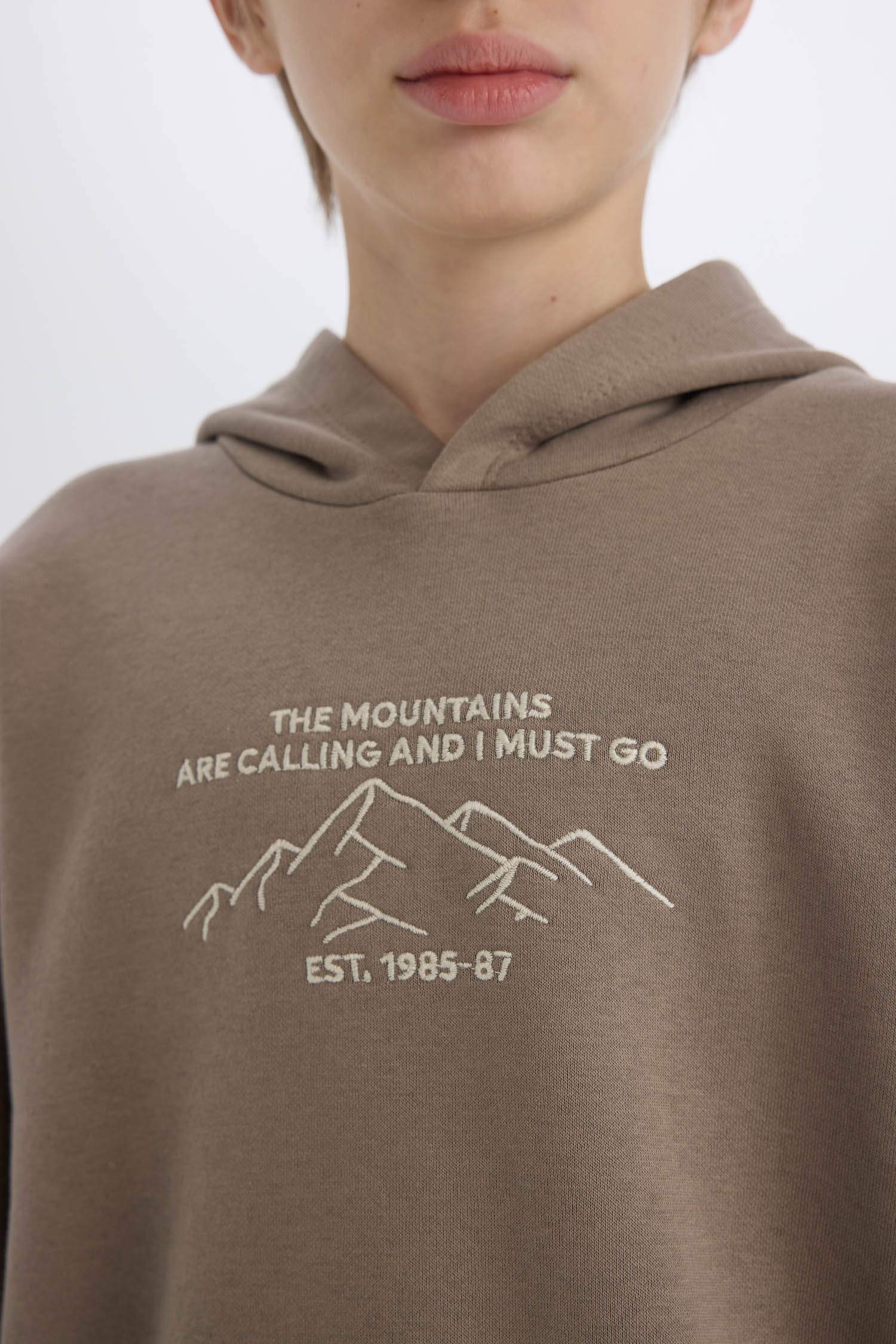 Erkek Çocuk Oversize Geniş Kalıp Baskılı Kapüşonlu Sweatshirt