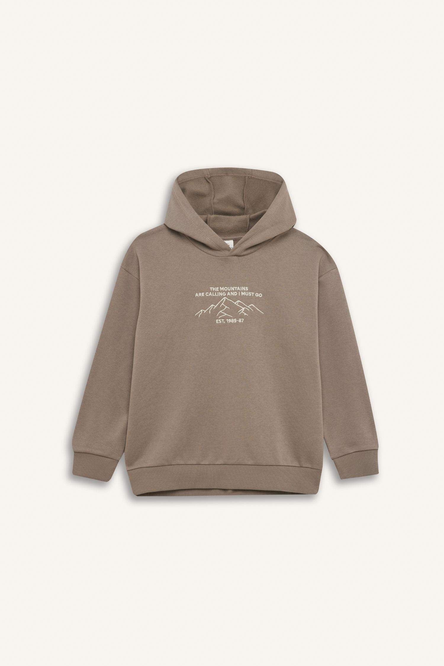 Erkek Çocuk Oversize Geniş Kalıp Baskılı Kapüşonlu Sweatshirt