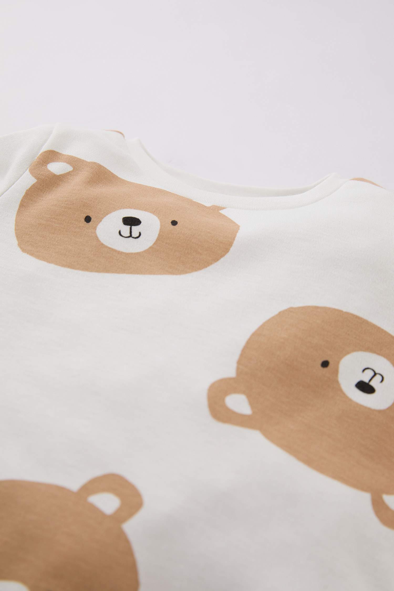 Baby Boy Bear Patterned Top Bottom 2 Piece Pajama Set