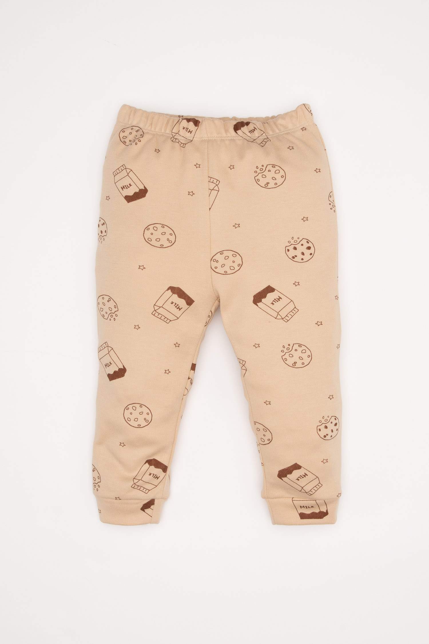 Erkek Bebek Pijama Takımı Süt Baskılı Uzun Kollu Üst Uzun Alt