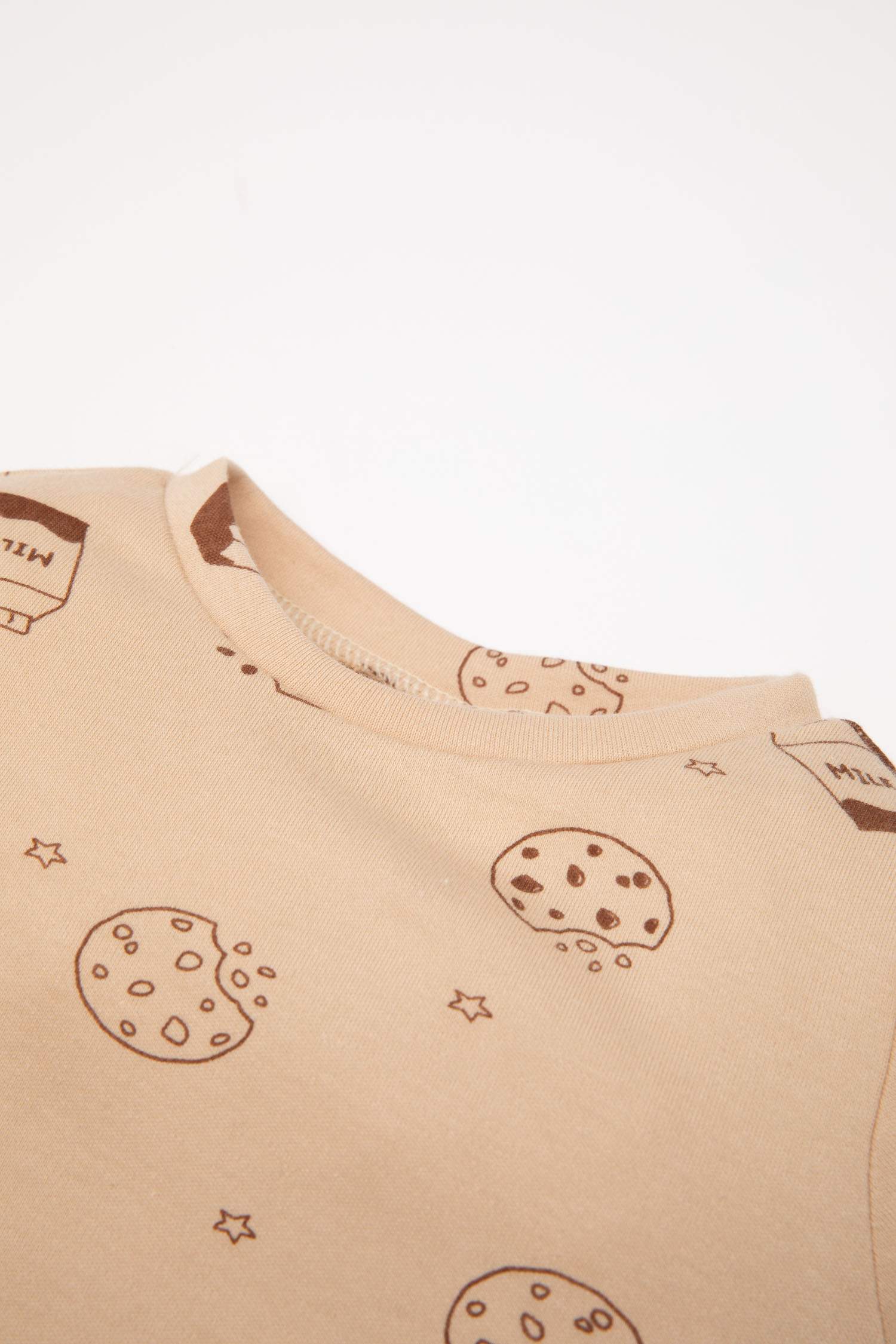 Erkek Bebek Pijama Takımı Süt Baskılı Uzun Kollu Üst Uzun Alt