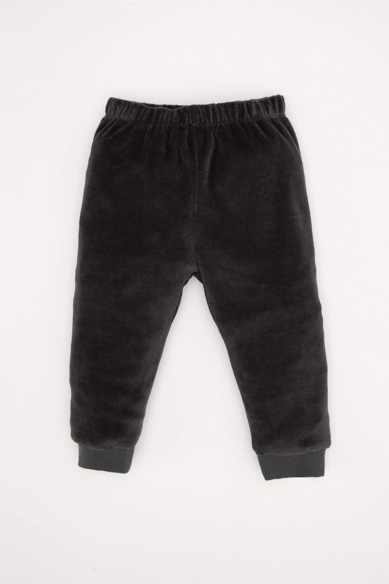 Erkek Bebek Pijama Takım Penguen Desenli Velur Uzun Kollu Üst Beli Lastikli Uzun Alt