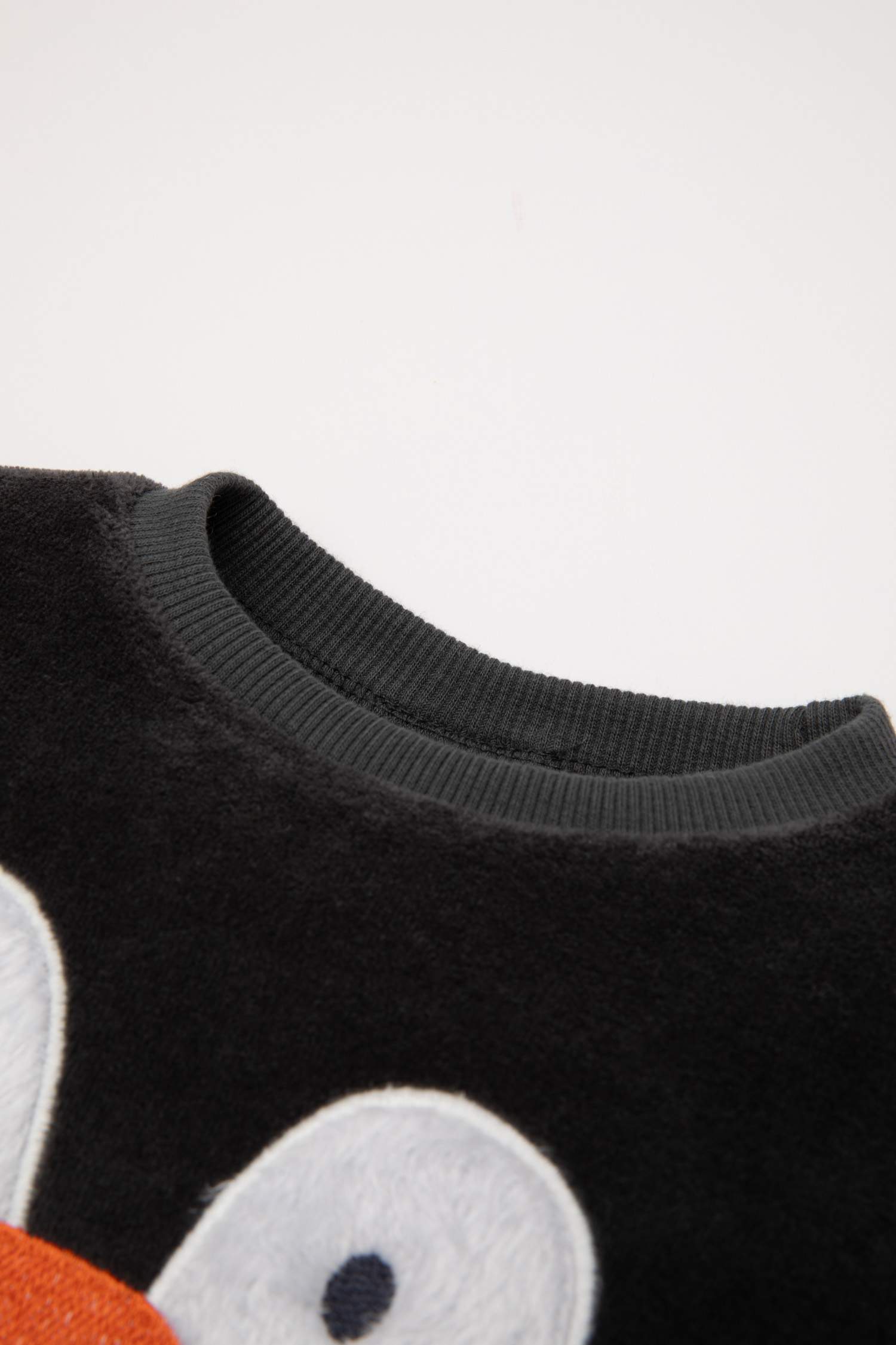 Erkek Bebek Pijama Takım Penguen Desenli Velur Uzun Kollu Üst Beli Lastikli Uzun Alt