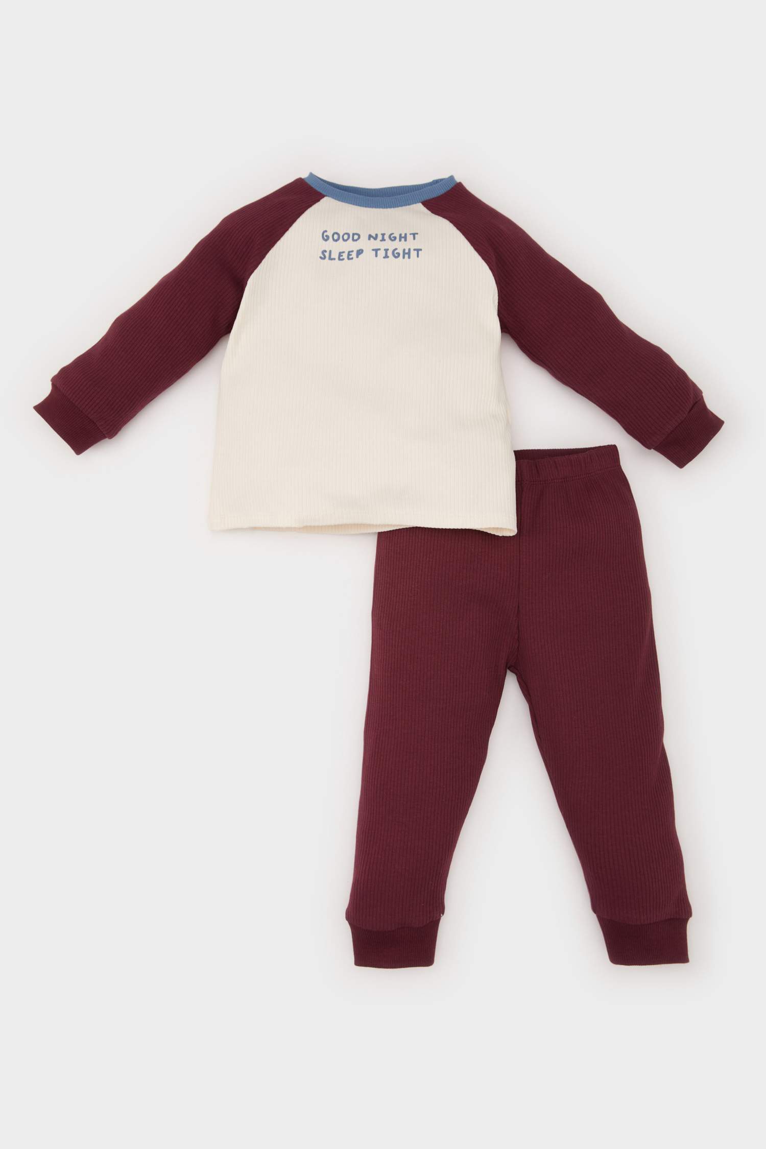 Erkek Bebek Pijama Takımı Baskılı Uzun Kollu Fitilli Kaşkorse Üst Beli Lastikli Uzun Alt