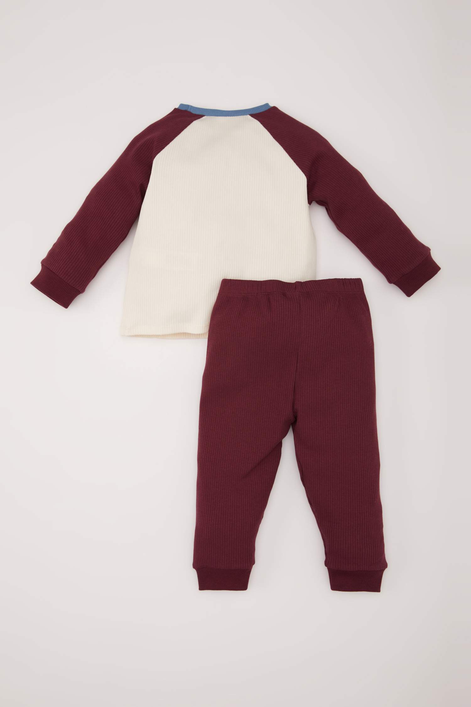 Erkek Bebek Pijama Takımı Baskılı Uzun Kollu Fitilli Kaşkorse Üst Beli Lastikli Uzun Alt