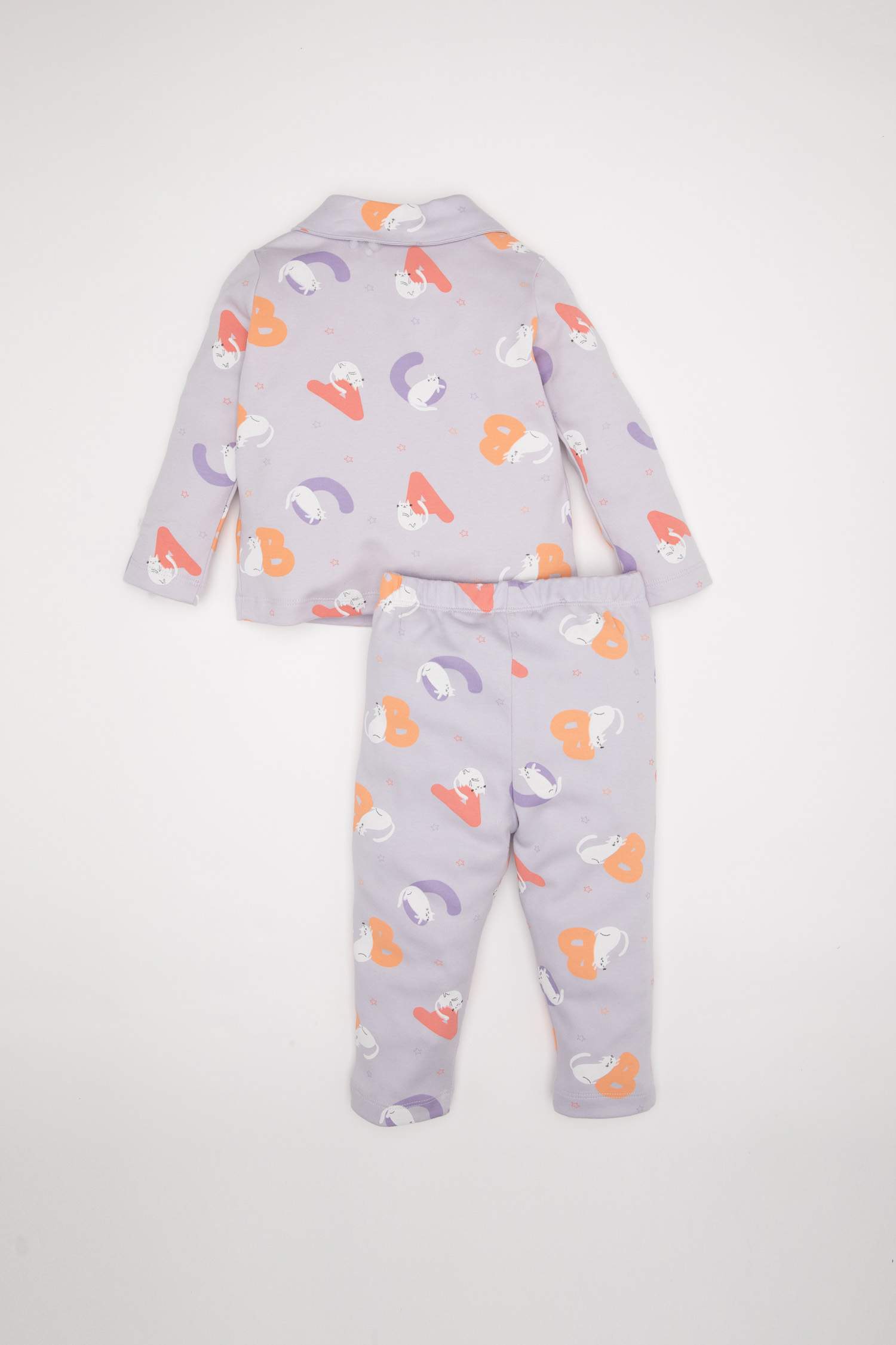 Kız Bebek Pijama Takımı Desenli Uzun Kollu Üst Beli Lastikli Uzun Alt