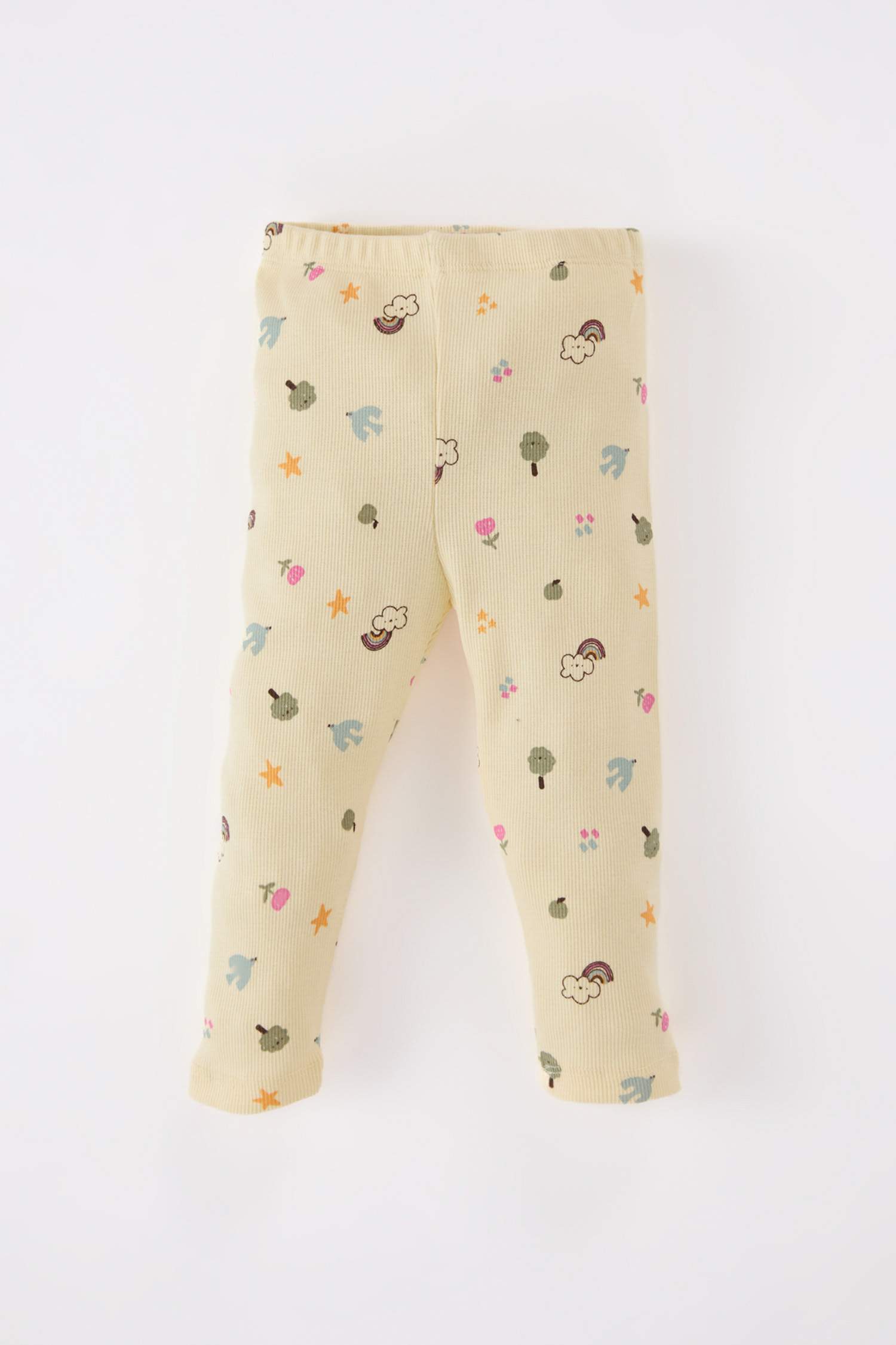 طقم بيجاما بيبي بناتي مضلع قصة عادية بكم طويل - قطعتين