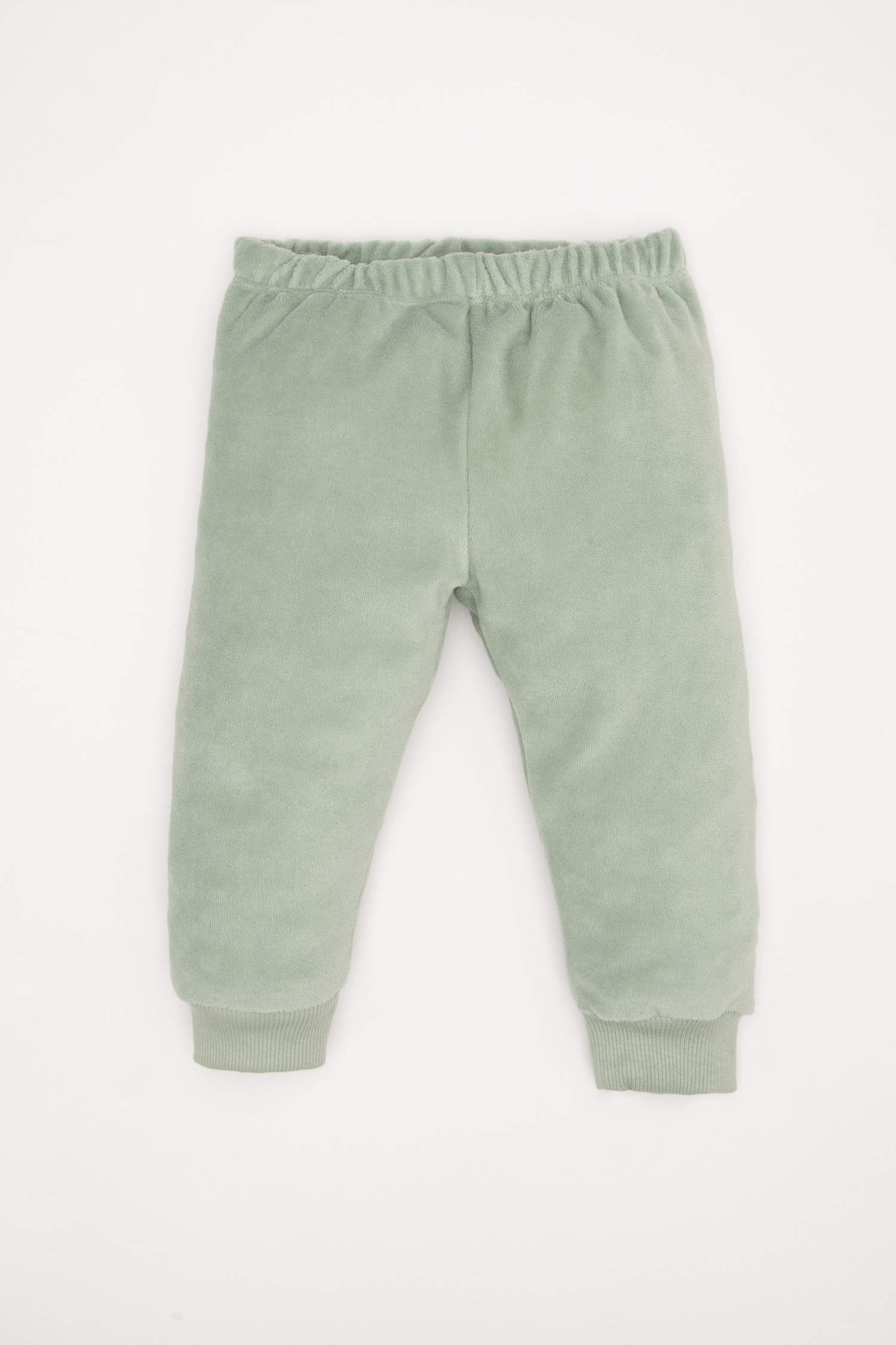 Kız Bebek Pijama Takımı Tavşan Baskılı Velur Uzun Kollu Üst Beli Lastikli Uzun Alt