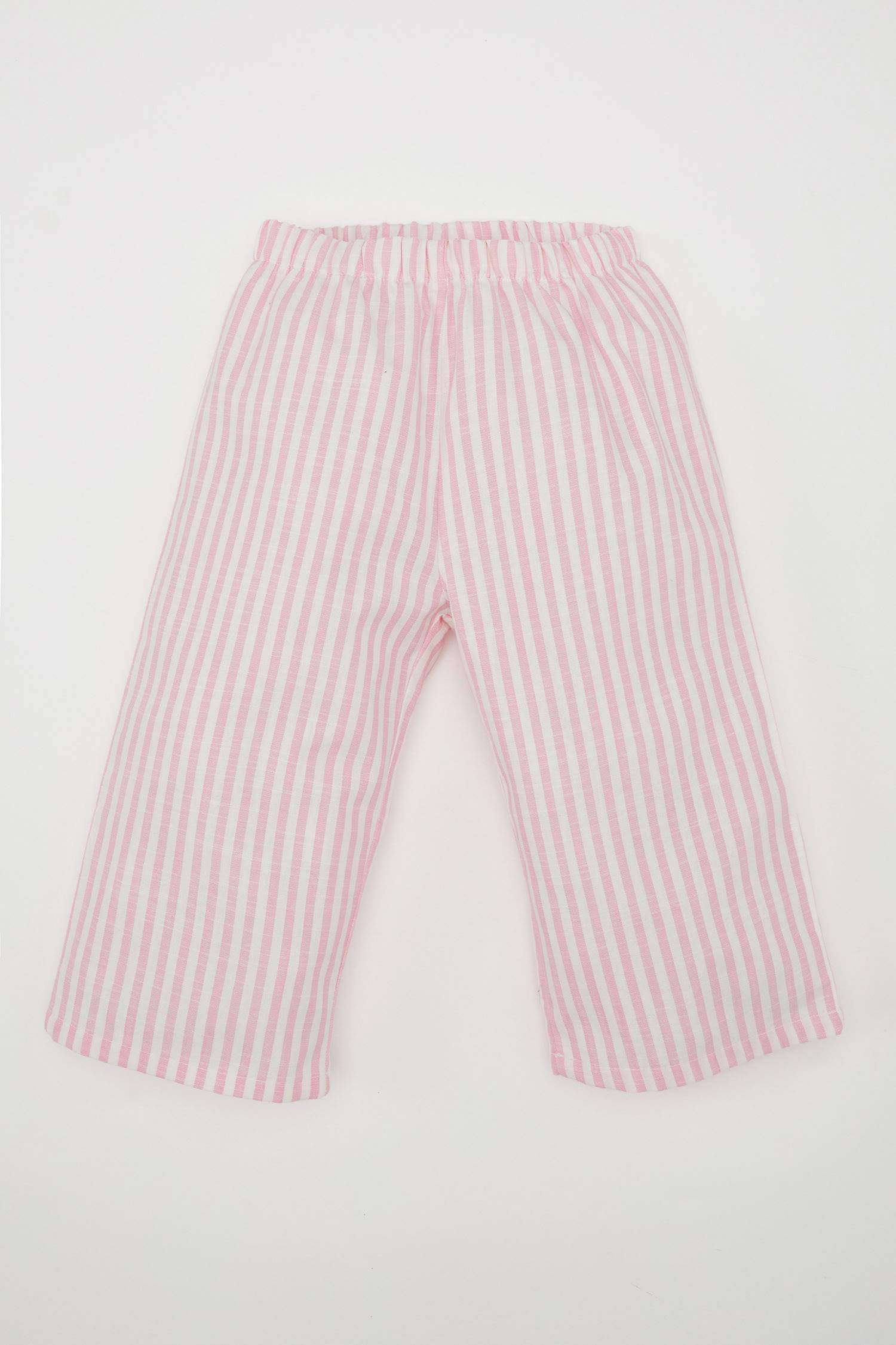 Kız Bebek Pijama Takımı Dokuma Twill Uzun Kollu Üst Çizgili Alt