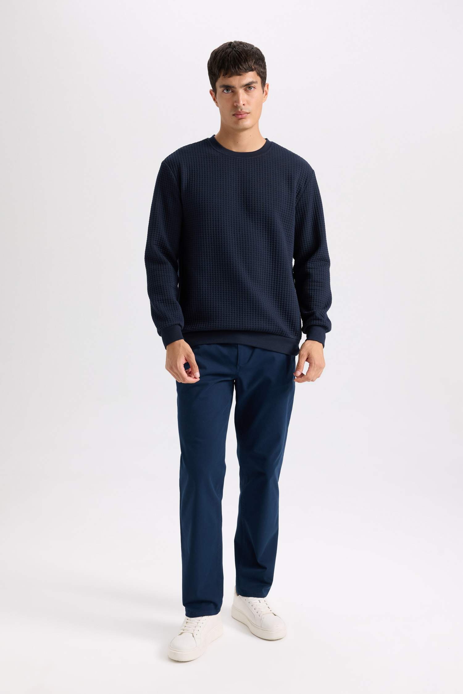 Regular Fit Crew Neck Jacquard Sweatshirt