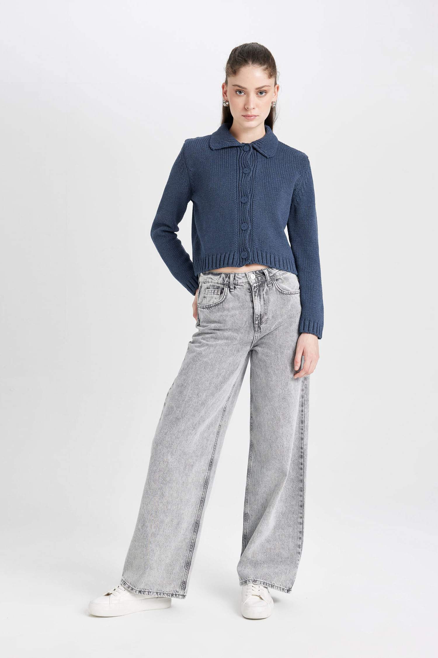 Regular Fit Polo Collar Knitwear Cardigan