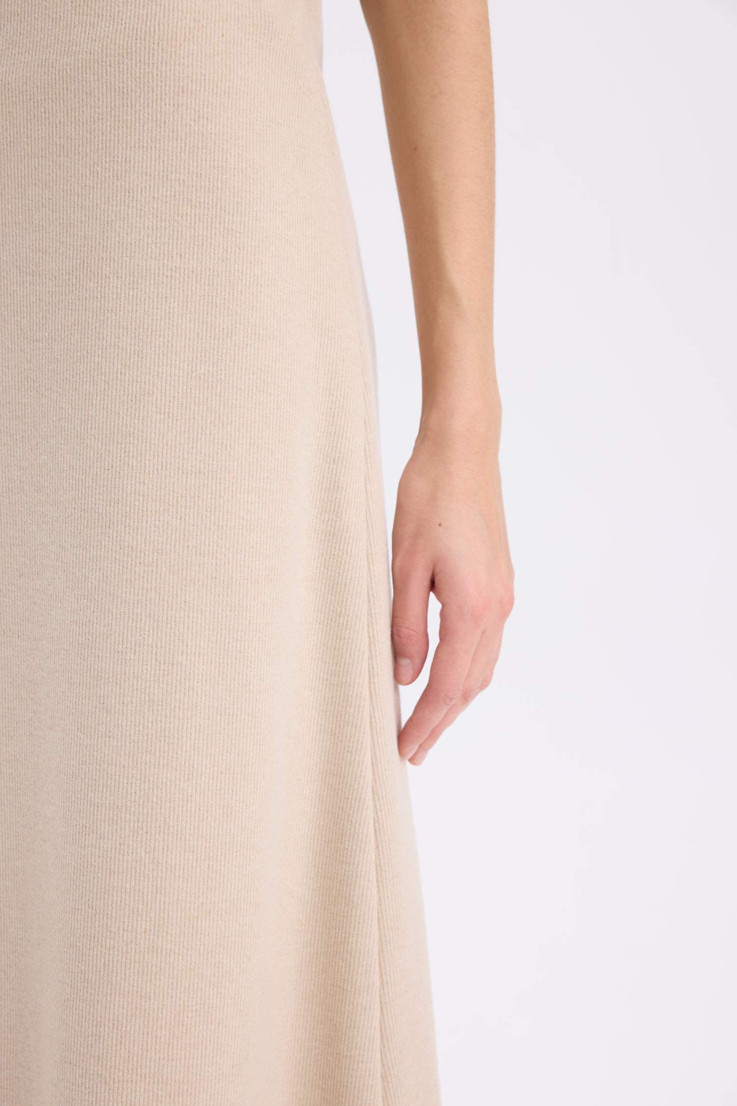 A Cut Normal Waist Maxi Knitted Skirt