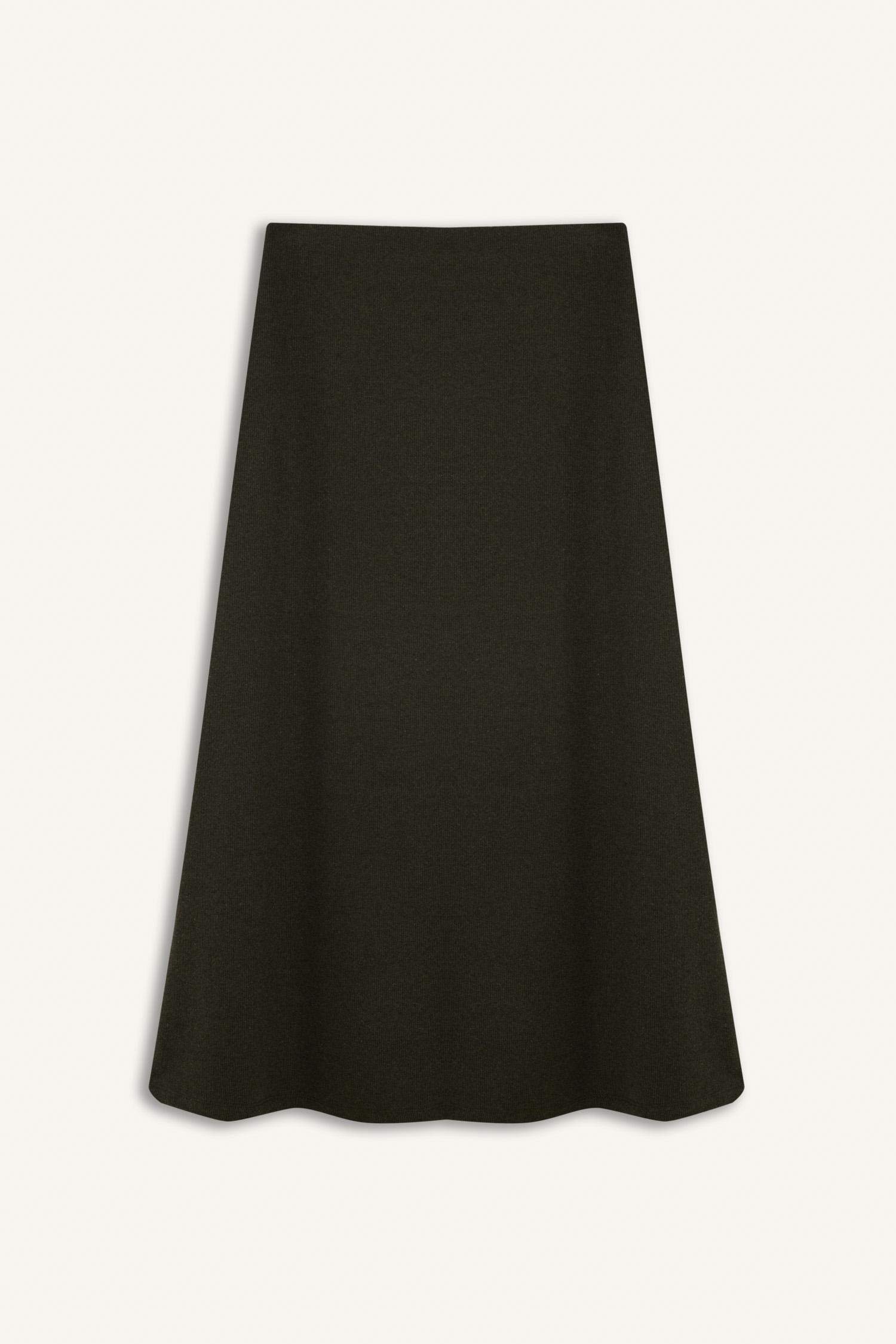 A Kesim Beli Lastikli Basic Düz Normal Bel Maxi Etek