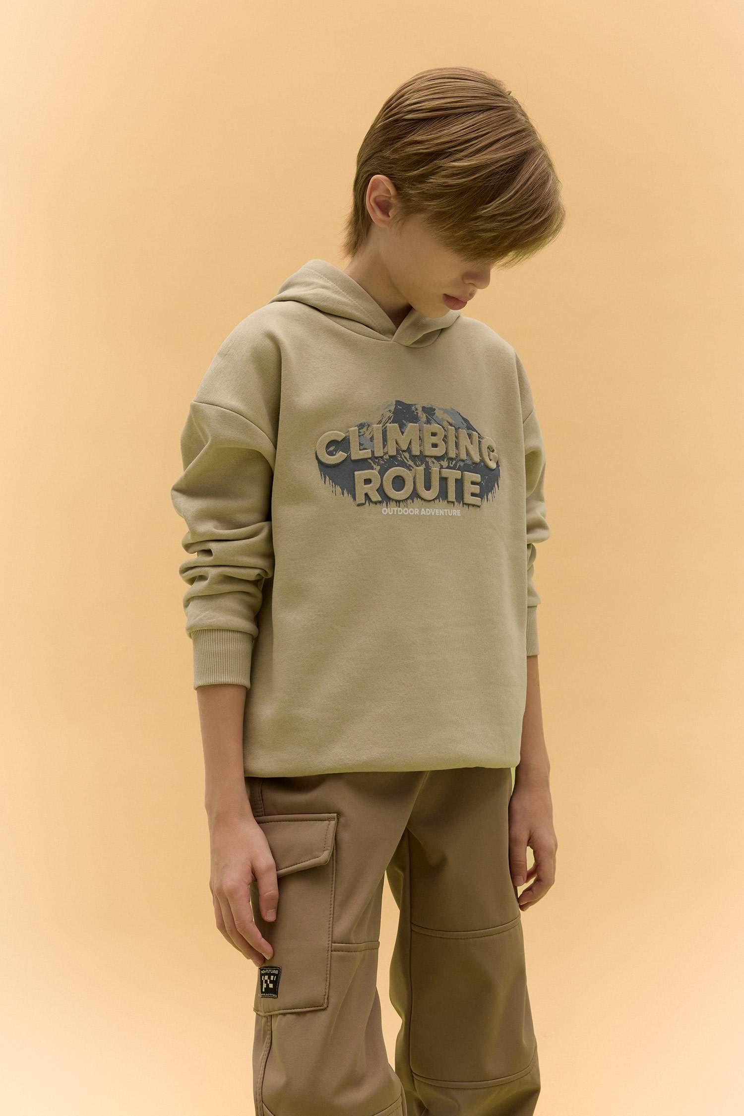 Erkek Çocuk Oversize Geniş Kalıp Kapüşonlu Baskılı Sweatshirt