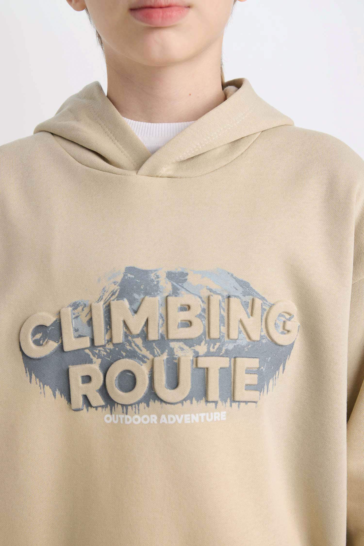 Erkek Çocuk Oversize Geniş Kalıp Kapüşonlu Baskılı Sweatshirt