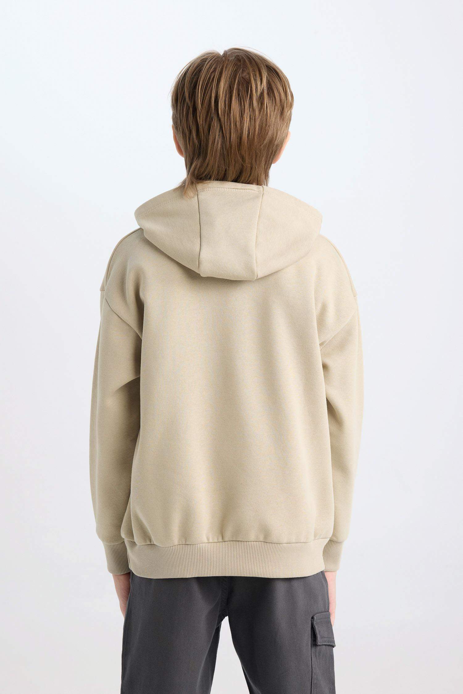 Erkek Çocuk Oversize Geniş Kalıp Kapüşonlu Baskılı Sweatshirt