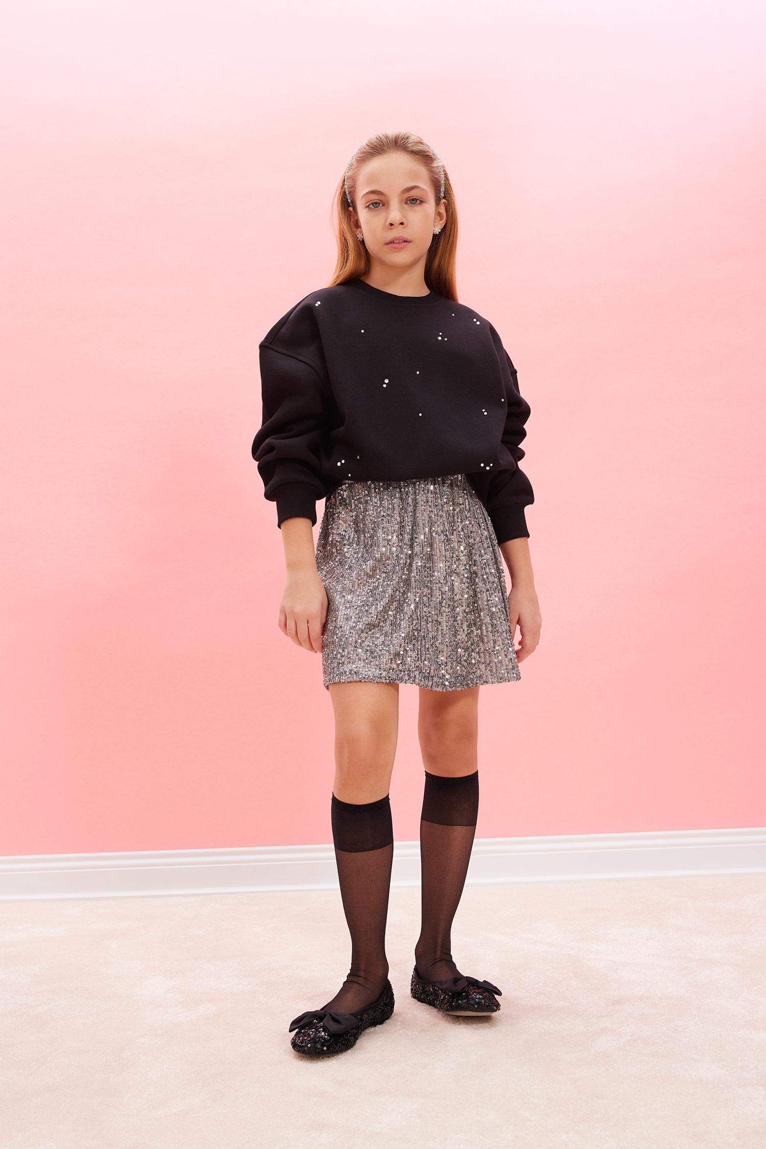 سويت شيرت بناتي اوفر سايز ببطانة ناعمة وطبعة كريسماس