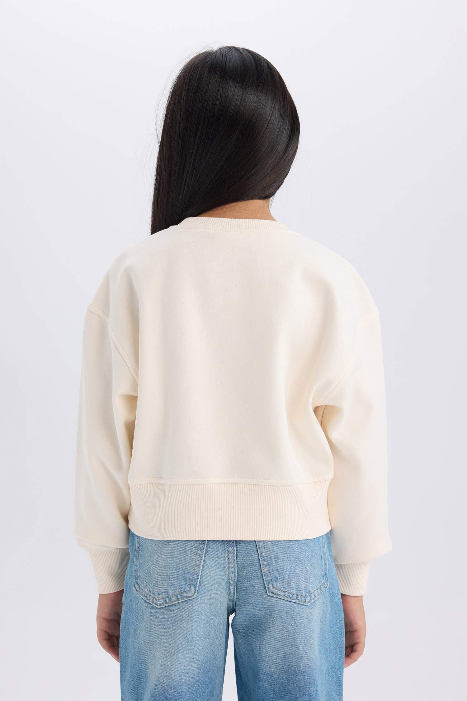 Kız Çocuk Yılbaşı Temalı Relax Fit Bisiklet Yaka Baskılı İçi Yumuşak Tüylü Sweatshirt